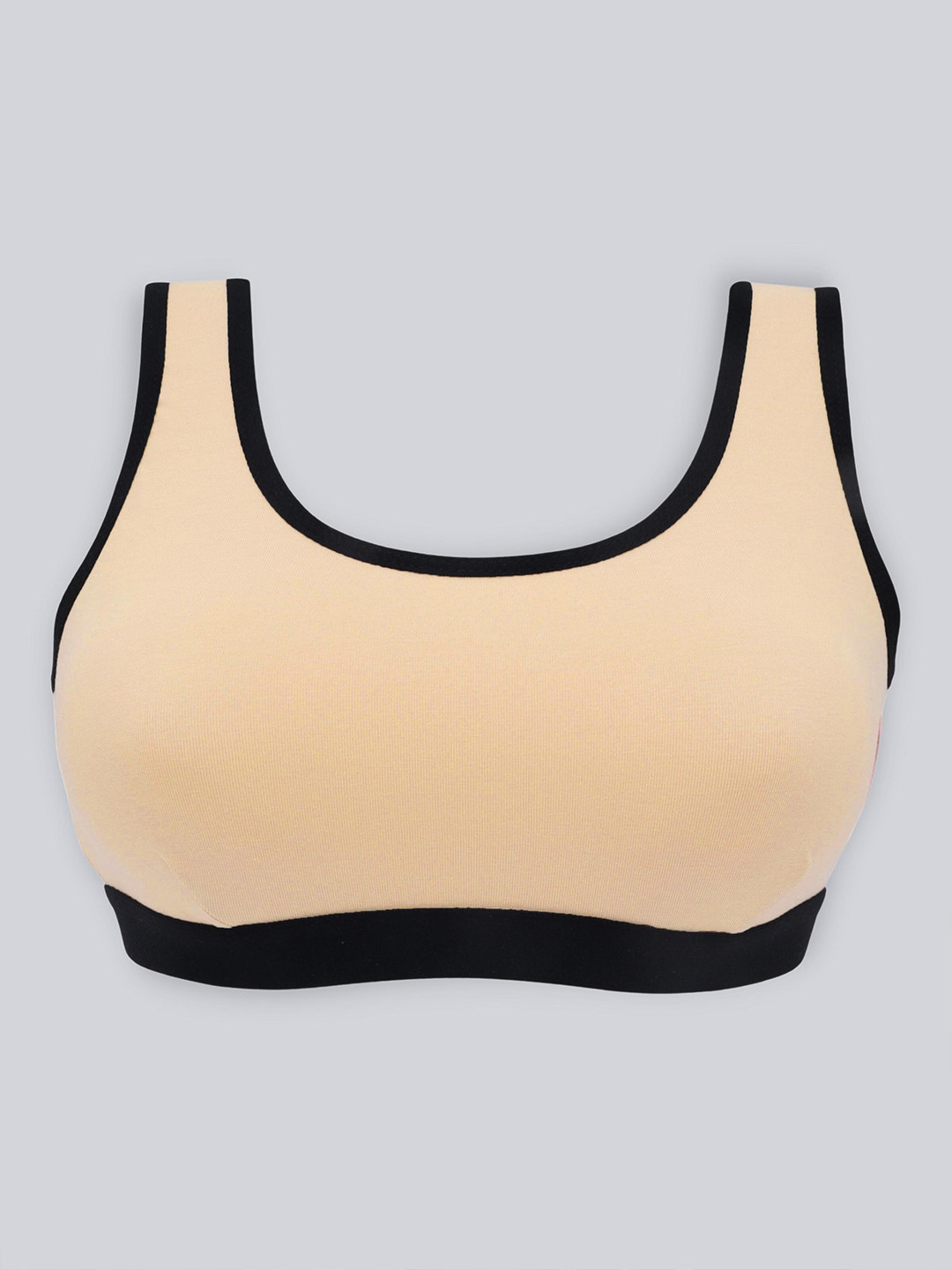 

DChica Pack Of 2 Non-Wired Non-Padded All Day Comfort Seamless Cotton Workout Bra, Peach