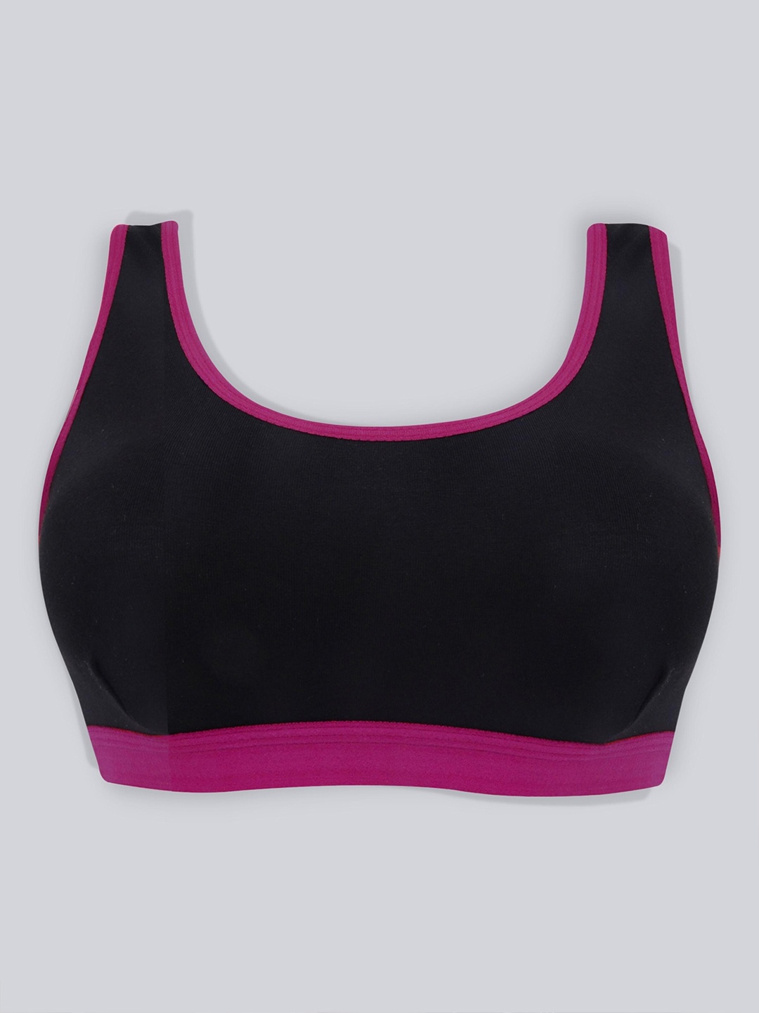 

DChica Pack Of 2 Non-Wired Non-Padded All Day Comfort Seamless Cotton Workout Bra, Black