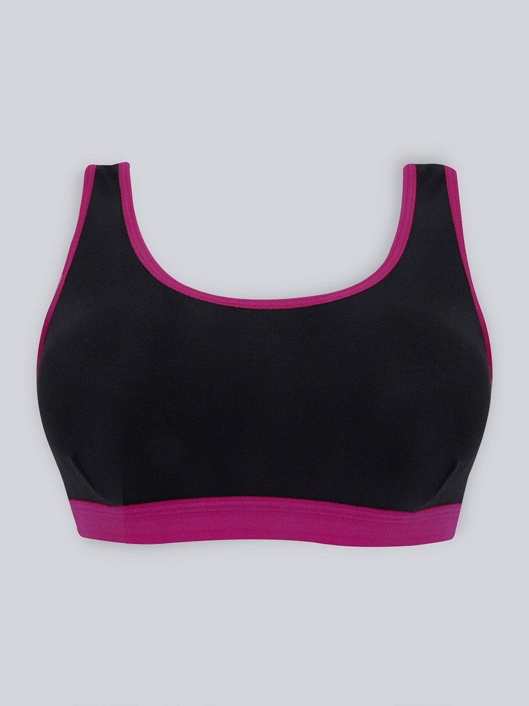 

DChica Non-Wired Non-Padded All Day Comfort Full Coverage Cotton Sports Bra, Black