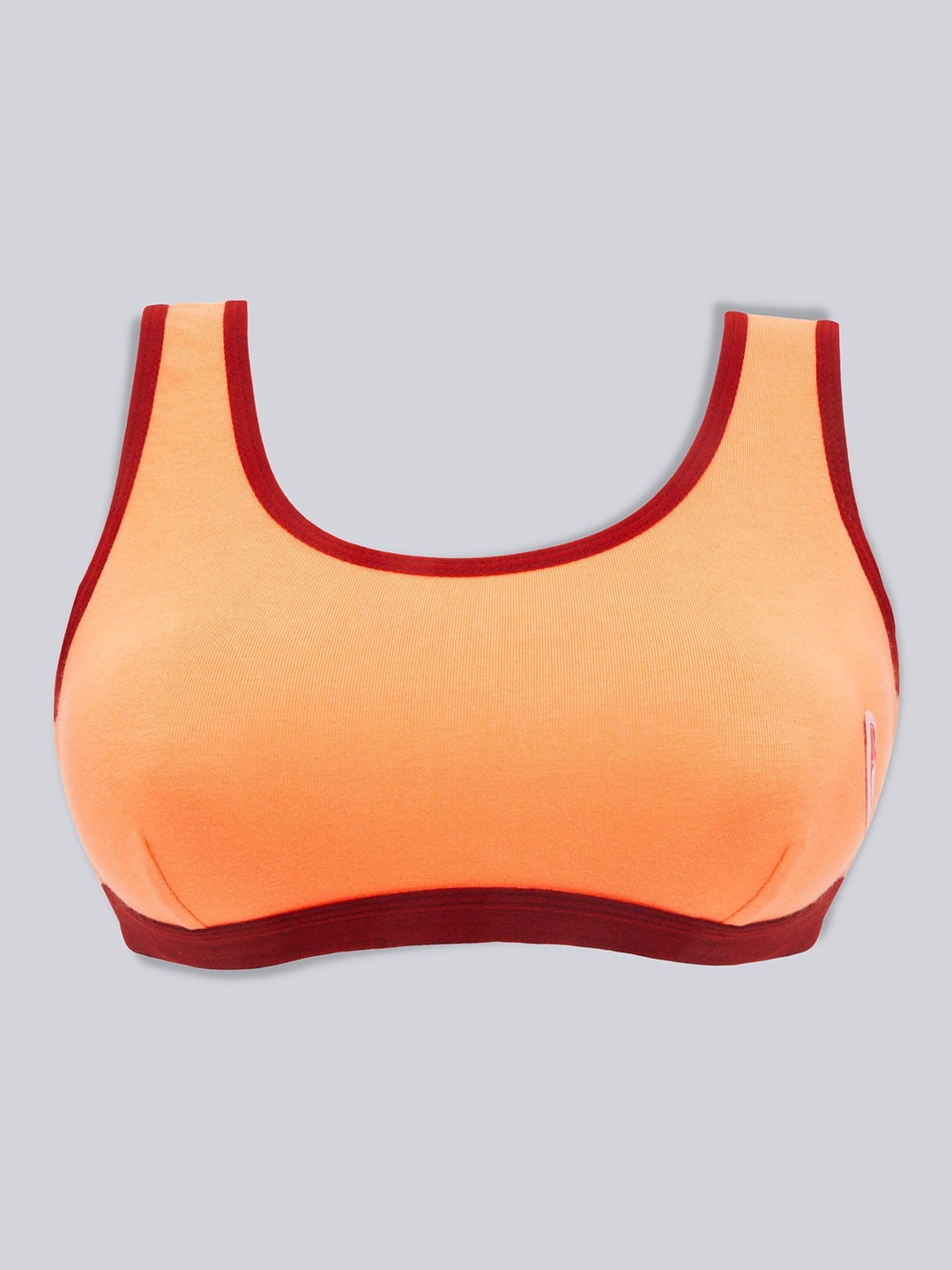 

DChica Non-Wired Non-Padded All Day Comfort Full Coverage Cotton Sports Bra, Orange