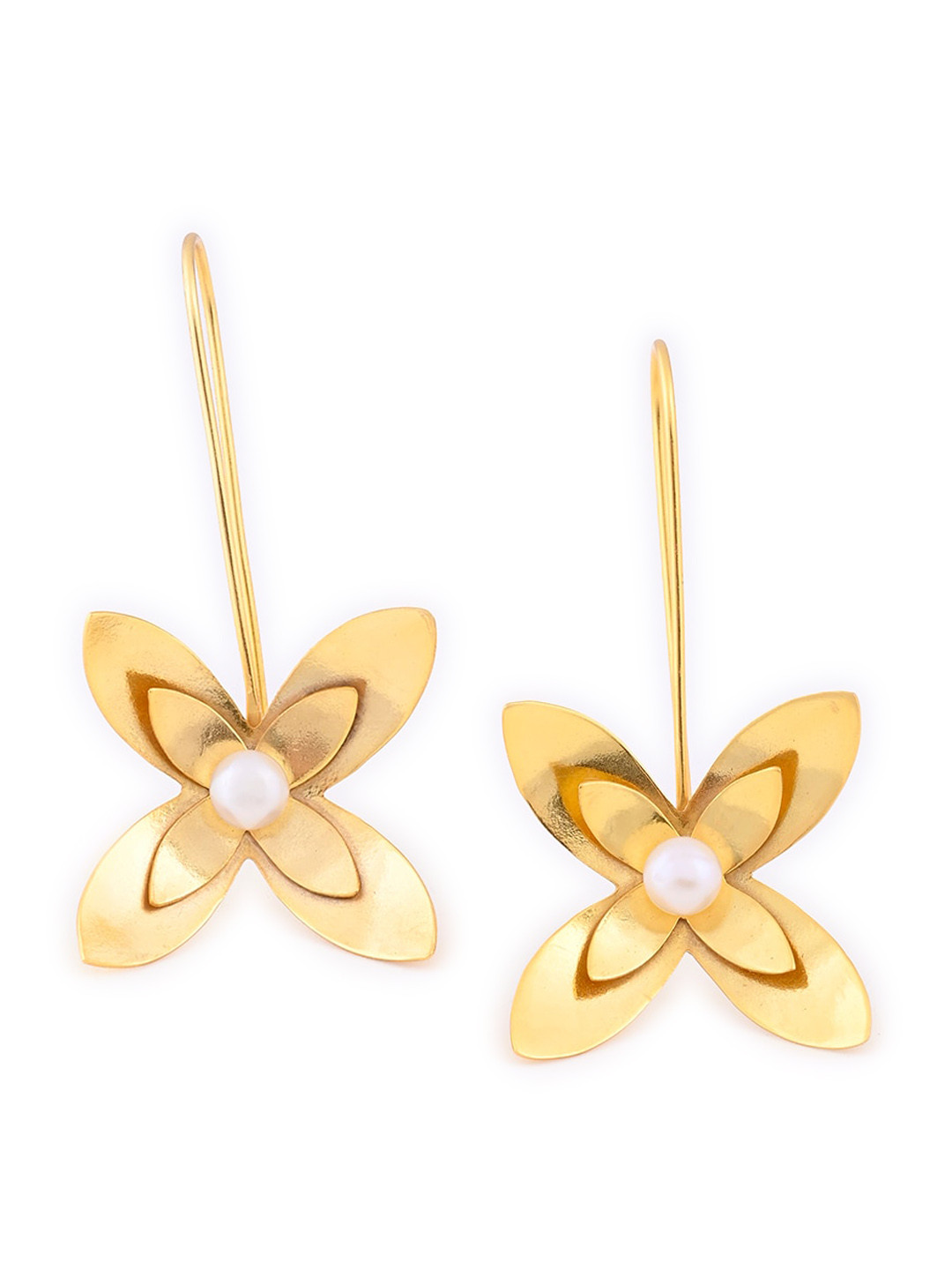 

XPNSV Floral Drop Earrings, Gold