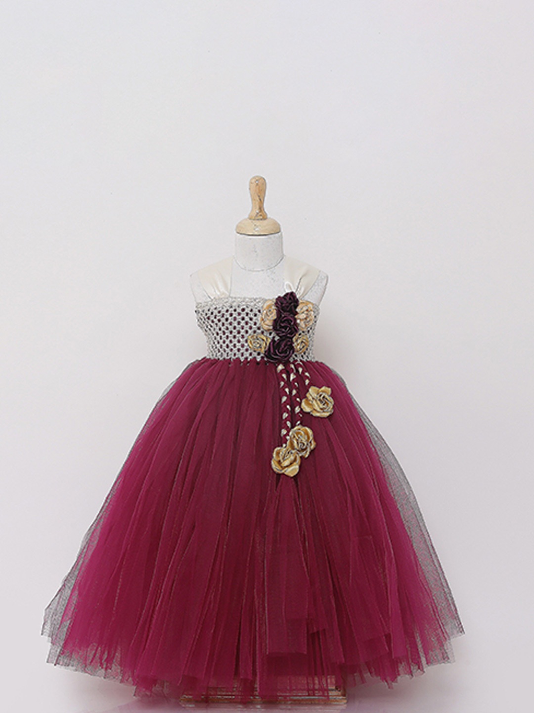 

TINY MINY ME Embellished Net Party Maxi Dress, Burgundy