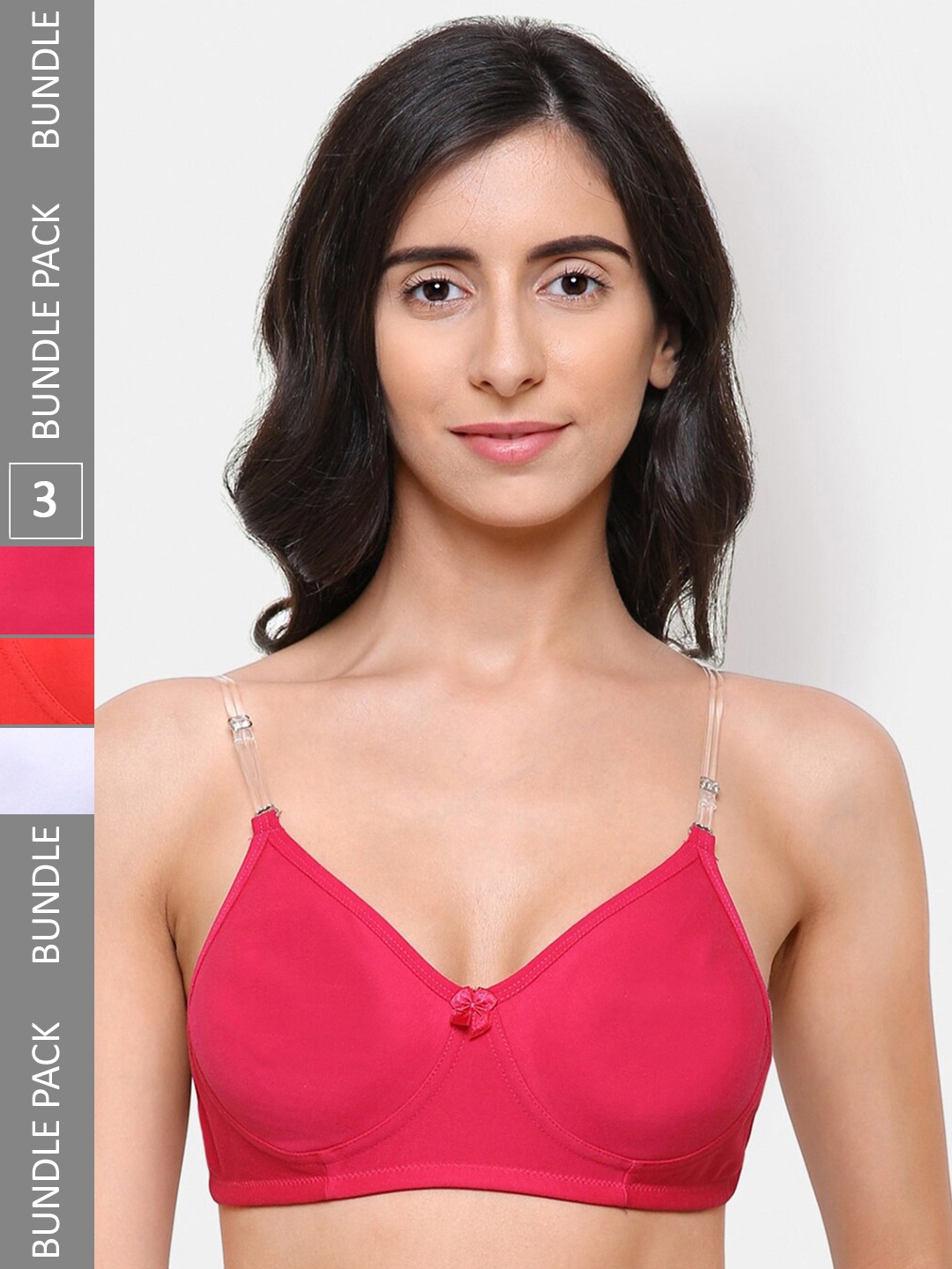 

College Girl Pack of 3 All Day Comfort Non Padded Full Coverage Bra, Pink