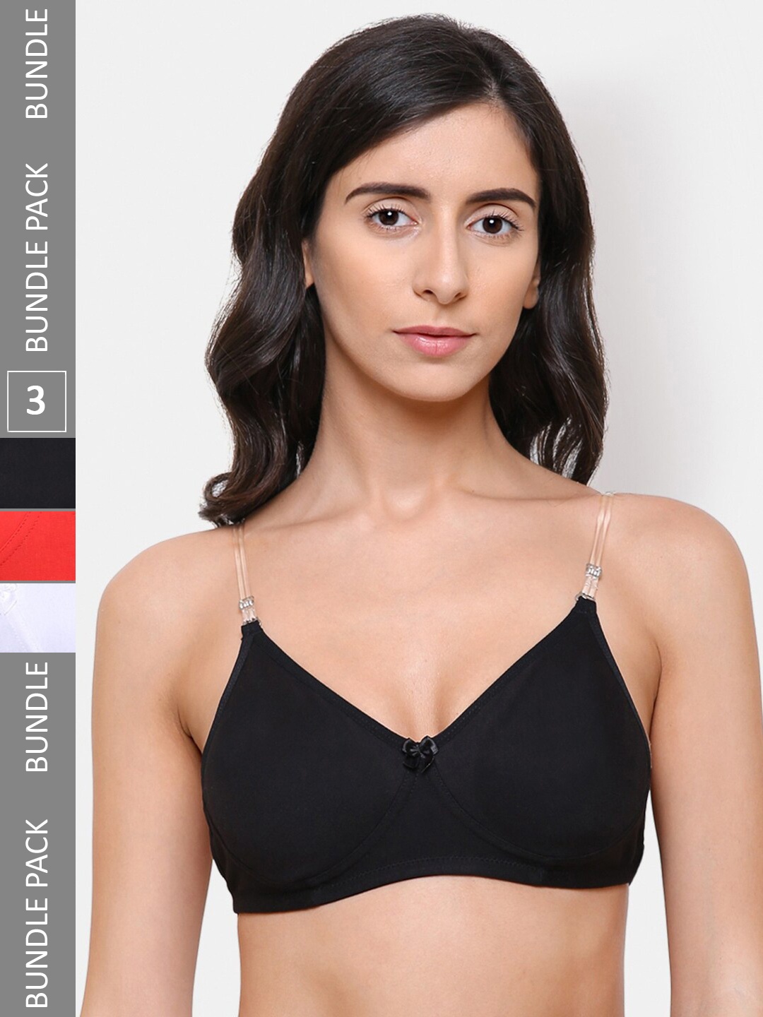 

College Girl Pack of 3 All Day Comfort Non Padded Full Coverage Bra, White