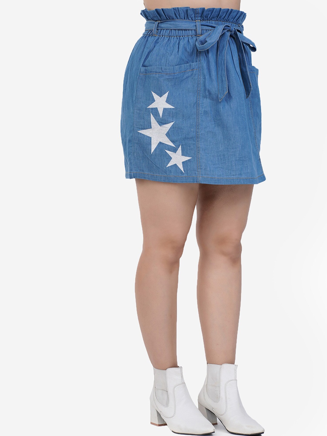 

SUMAVI-FASHION Denim A-Line Mini Skirt, Blue