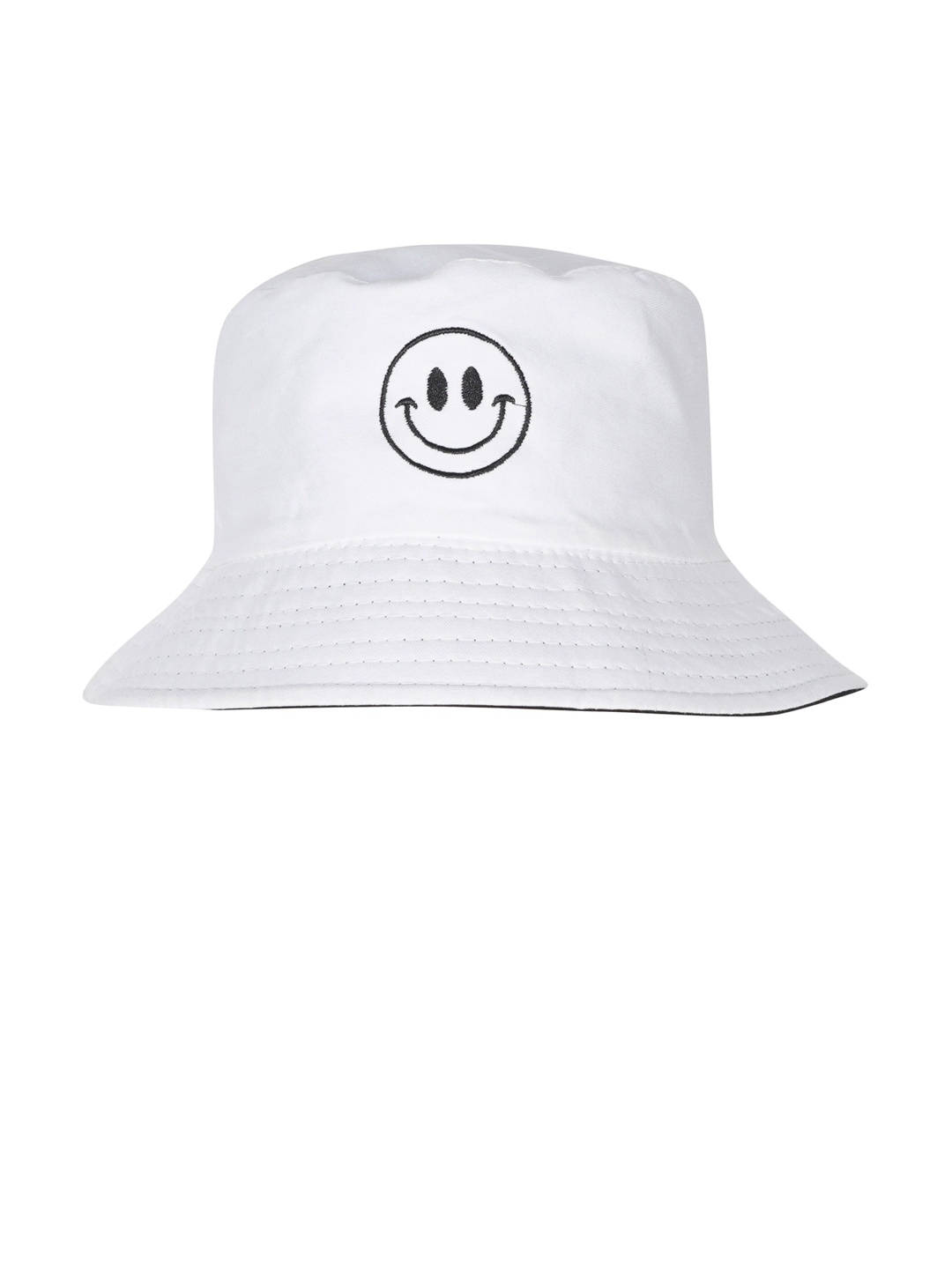 

Zacharias Smiley Printed Fishermen Reversible Cotton Bucket Hat, White