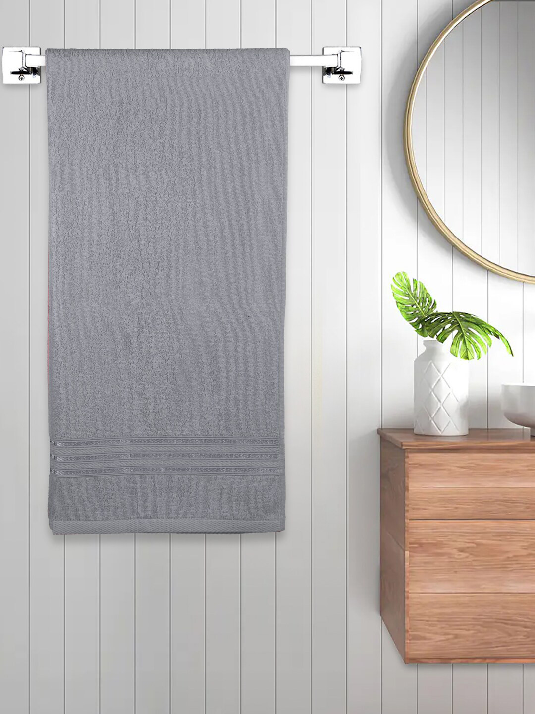 

FABINALIV Grey 450 GSM Cotton Bath Towel