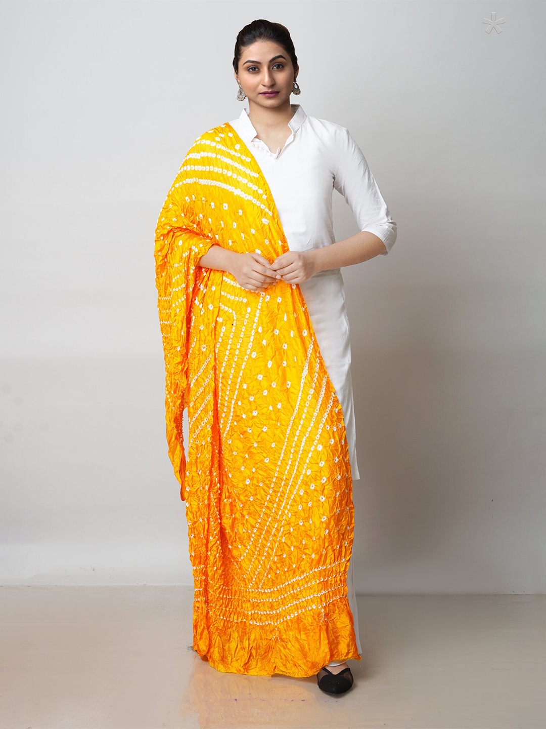 

Unnati Silks Bandhani Printed Silk Dupatta, Yellow