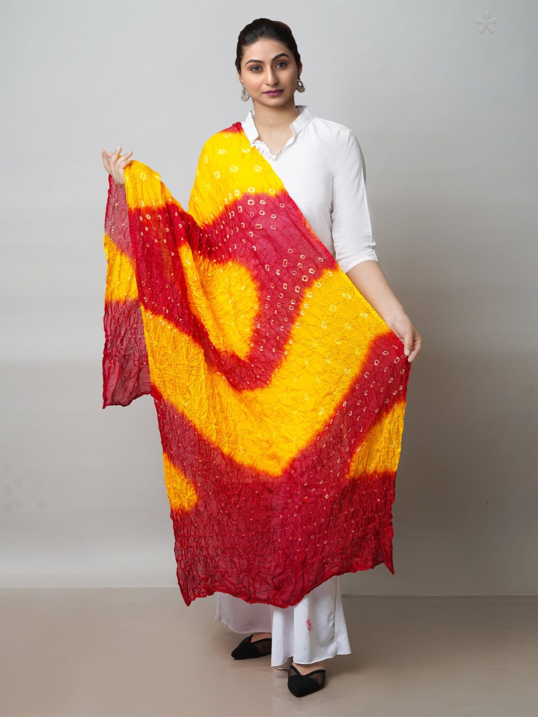 

Unnati Silks Bandhani Printed Silk Dupatta, Red