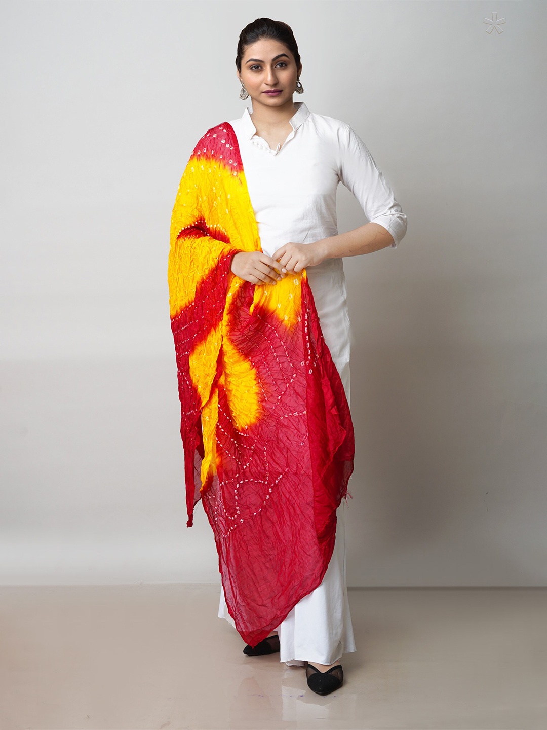 

Unnati Silks Bandhani Printed Silk Dupatta, Red