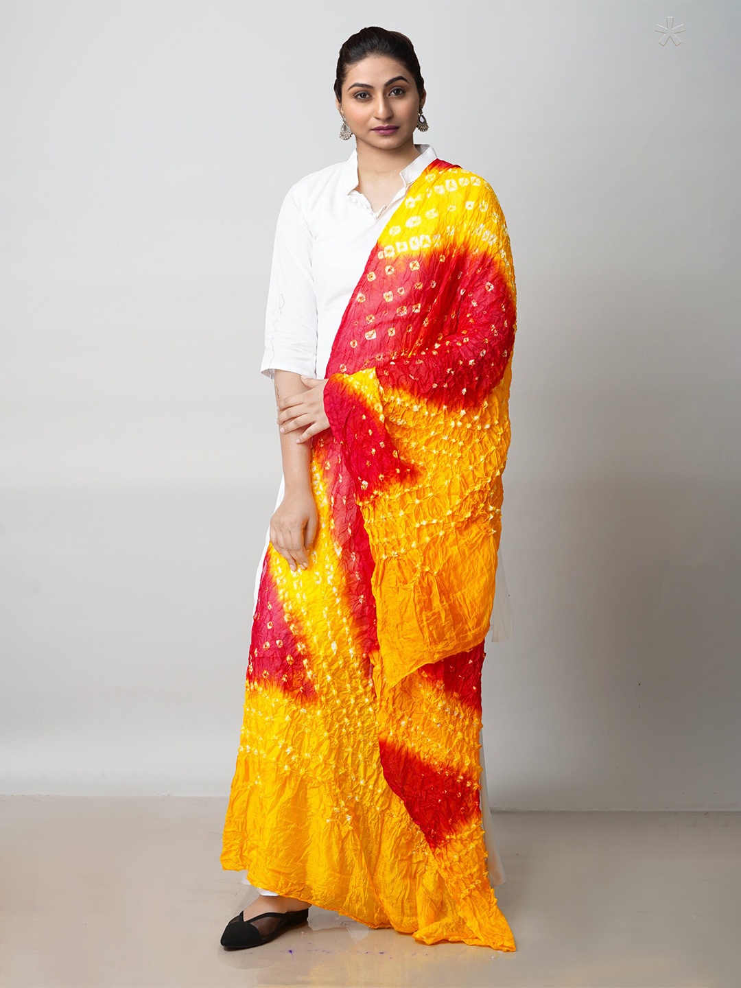 

Unnati Silks Printed Bandhani Soft Silk Dupatta, Red