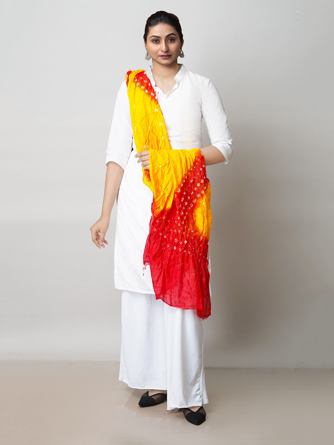 

Unnati Silks Printed Bandhani Soft Silk Dupatta, Red