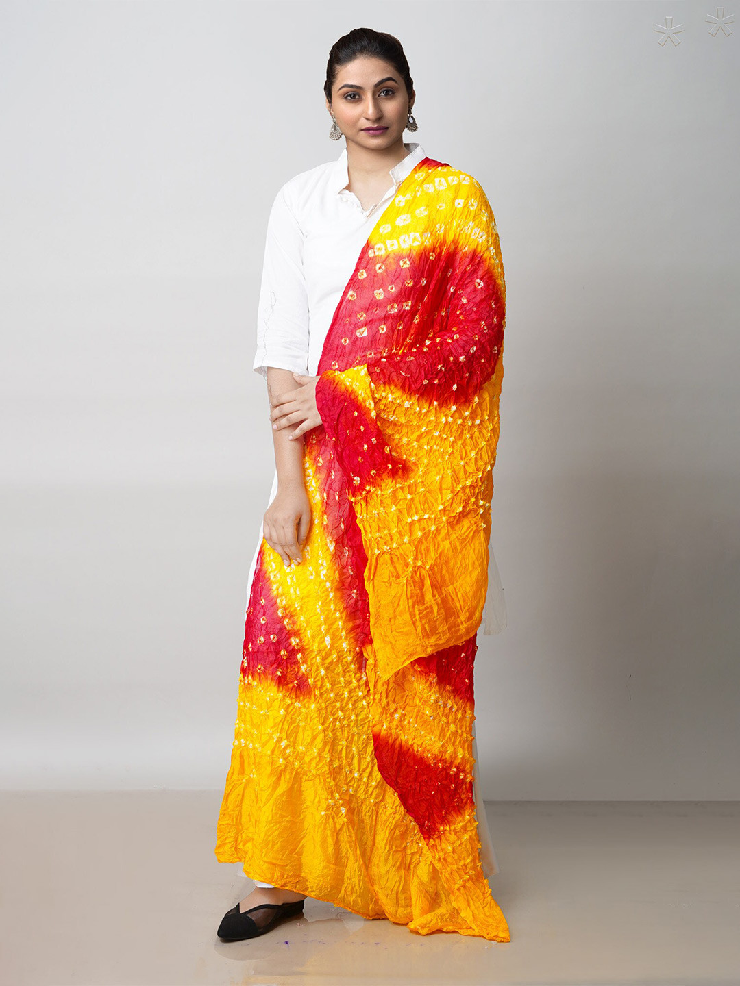 

Unnati Silks Bandhani Printed Silk Dupatta, Red