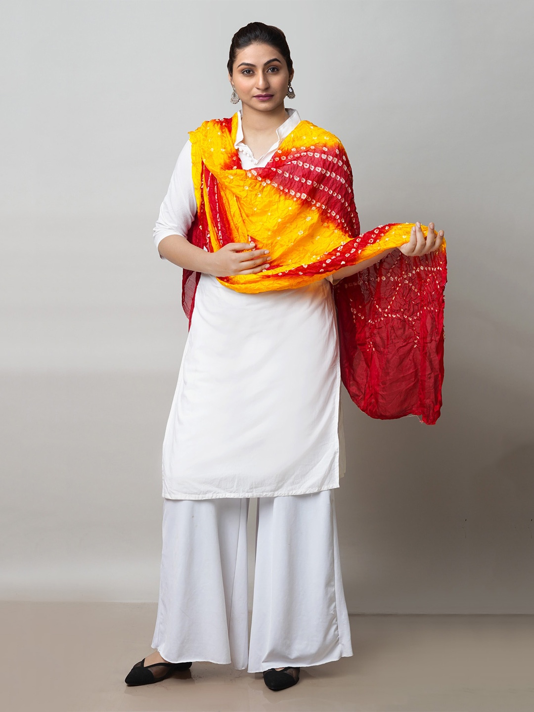 

Unnati Silks Bandhani Printed Silk Dupatta, Red