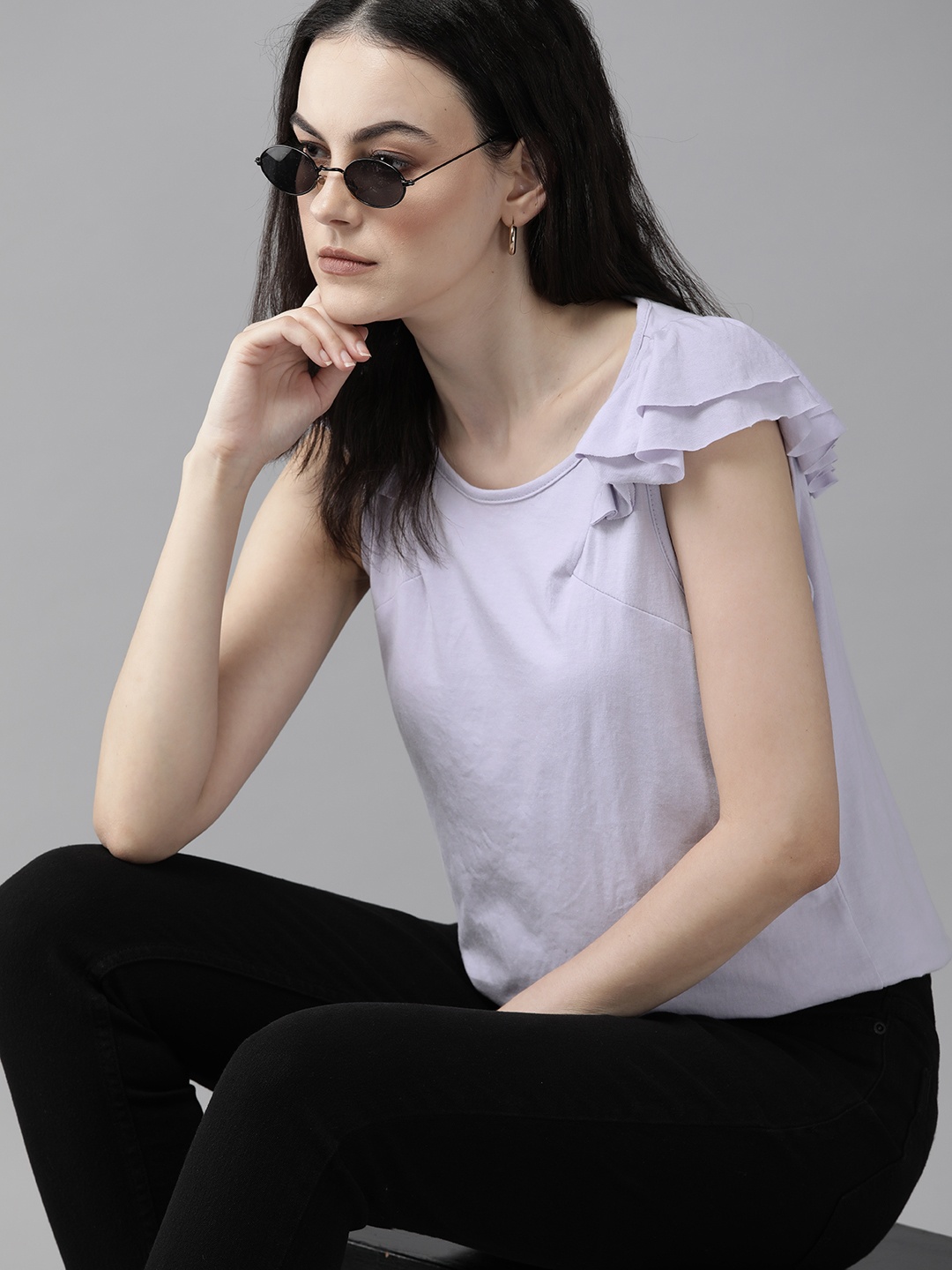 

The Roadster Lifestyle Co. Flutter Sleeve Top, Lavender