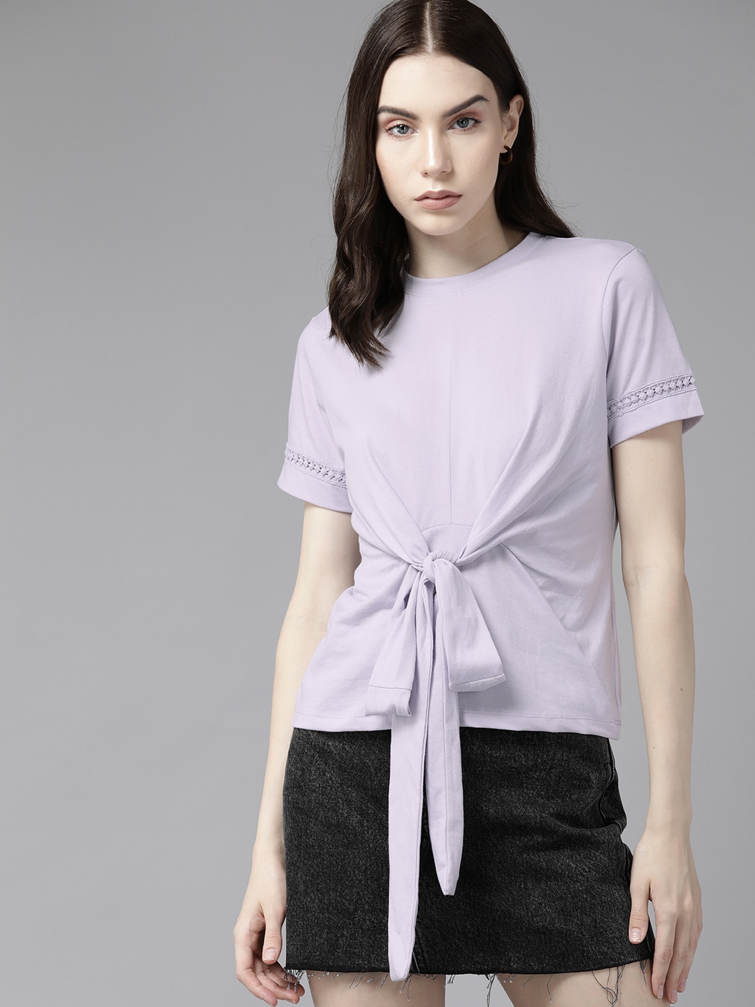 

The Roadster Lifestyle Co. Belted Solid Top, Lavender