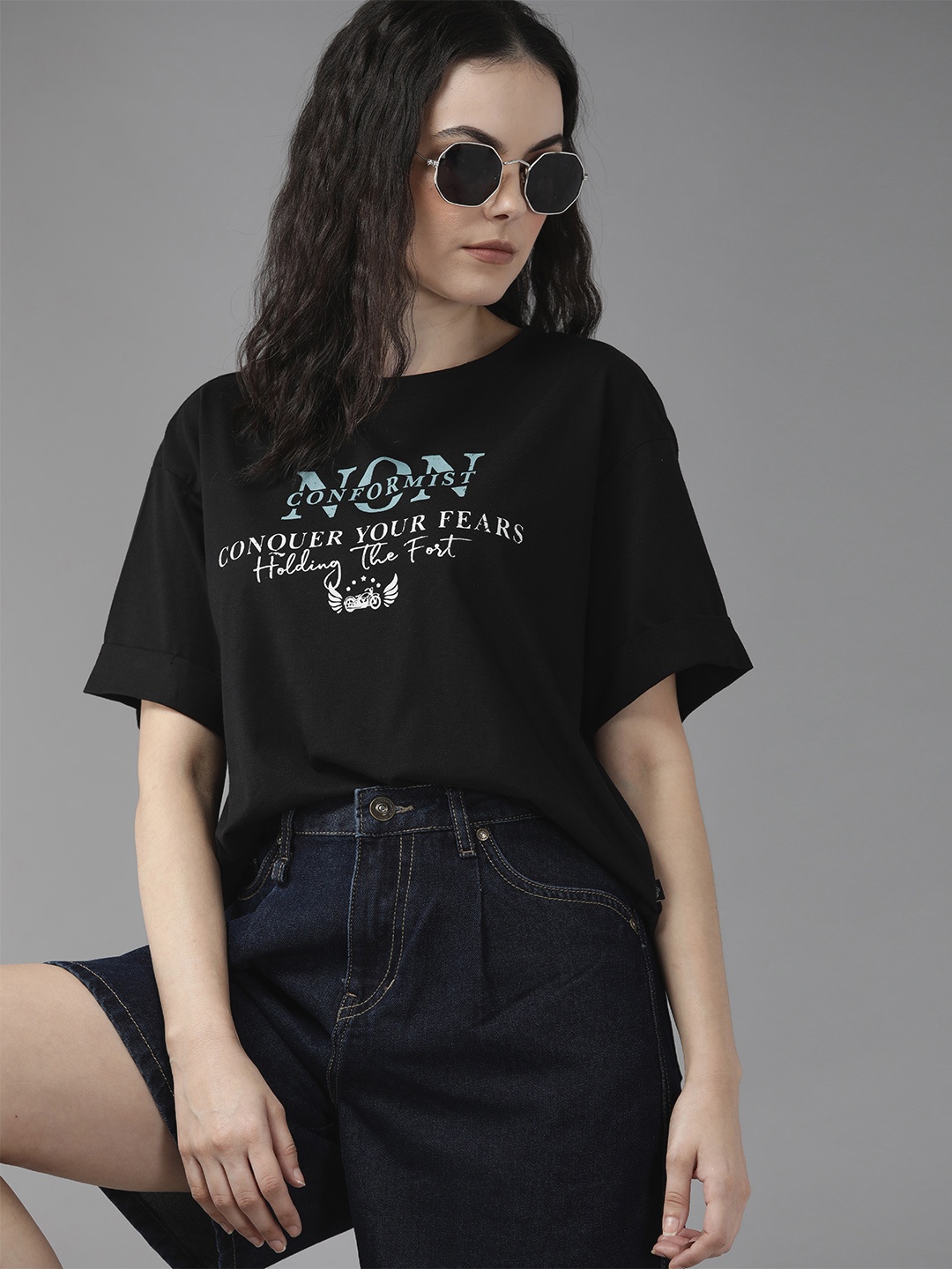 

The Roadster Lifestyle Co. Typography Printed T-shirt, Black