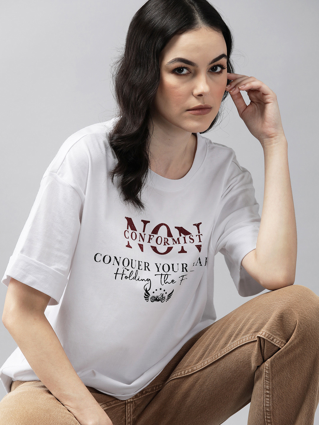 

The Roadster Lifestyle Co. Typography Printed Pure Cotton T-shirt, White
