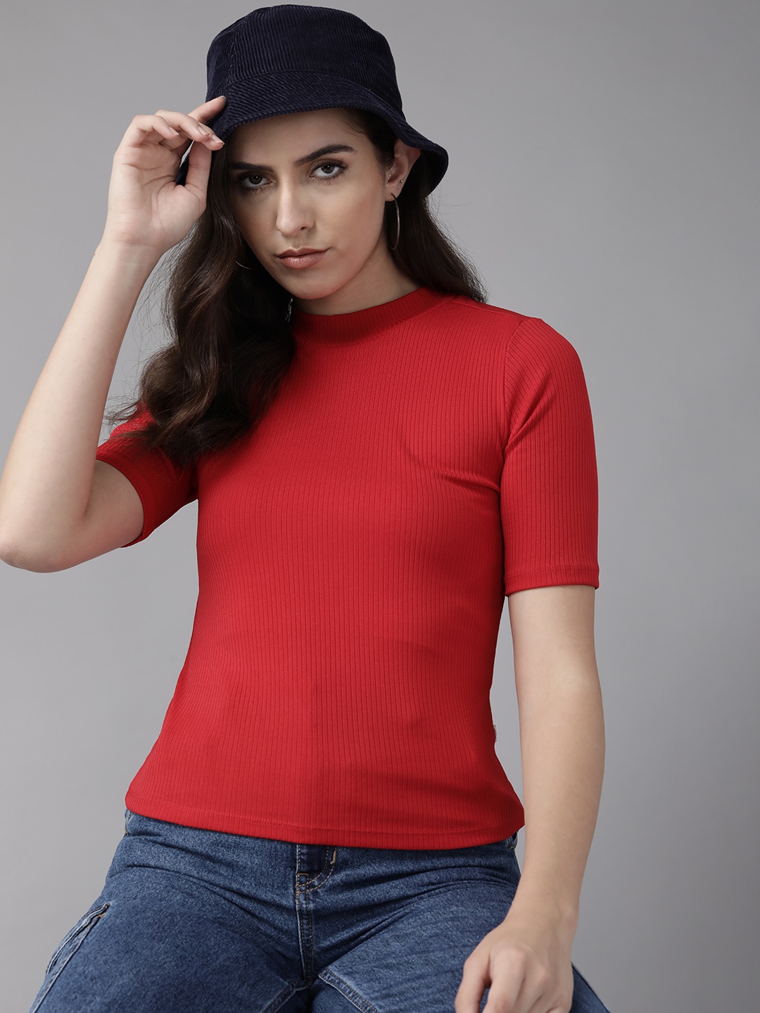 

The Roadster Lifestyle Co. Ribbed T-shirt, Red