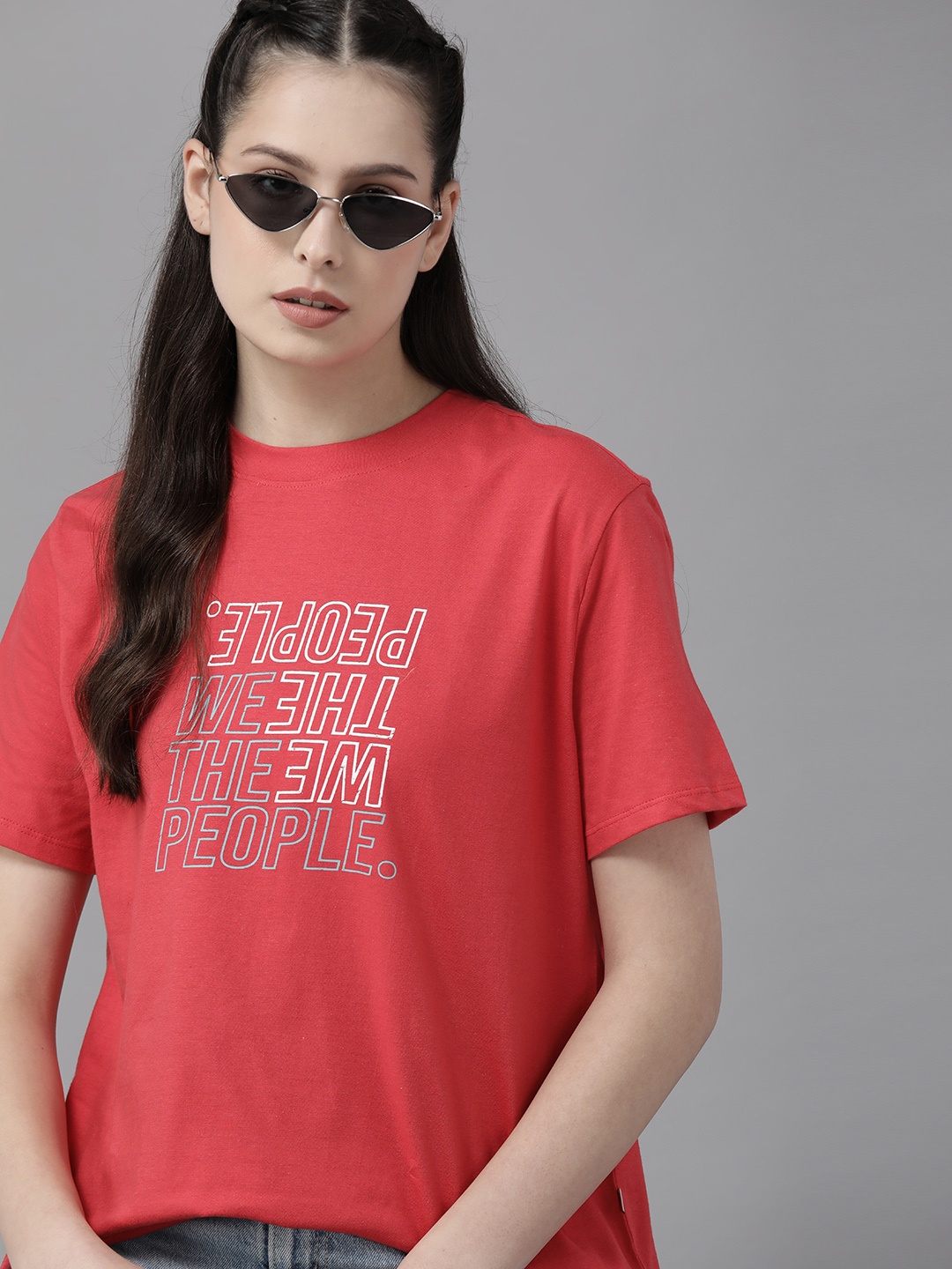 

The Roadster Lifestyle Co. Typography Printed Pure Cotton T-shirt, Red