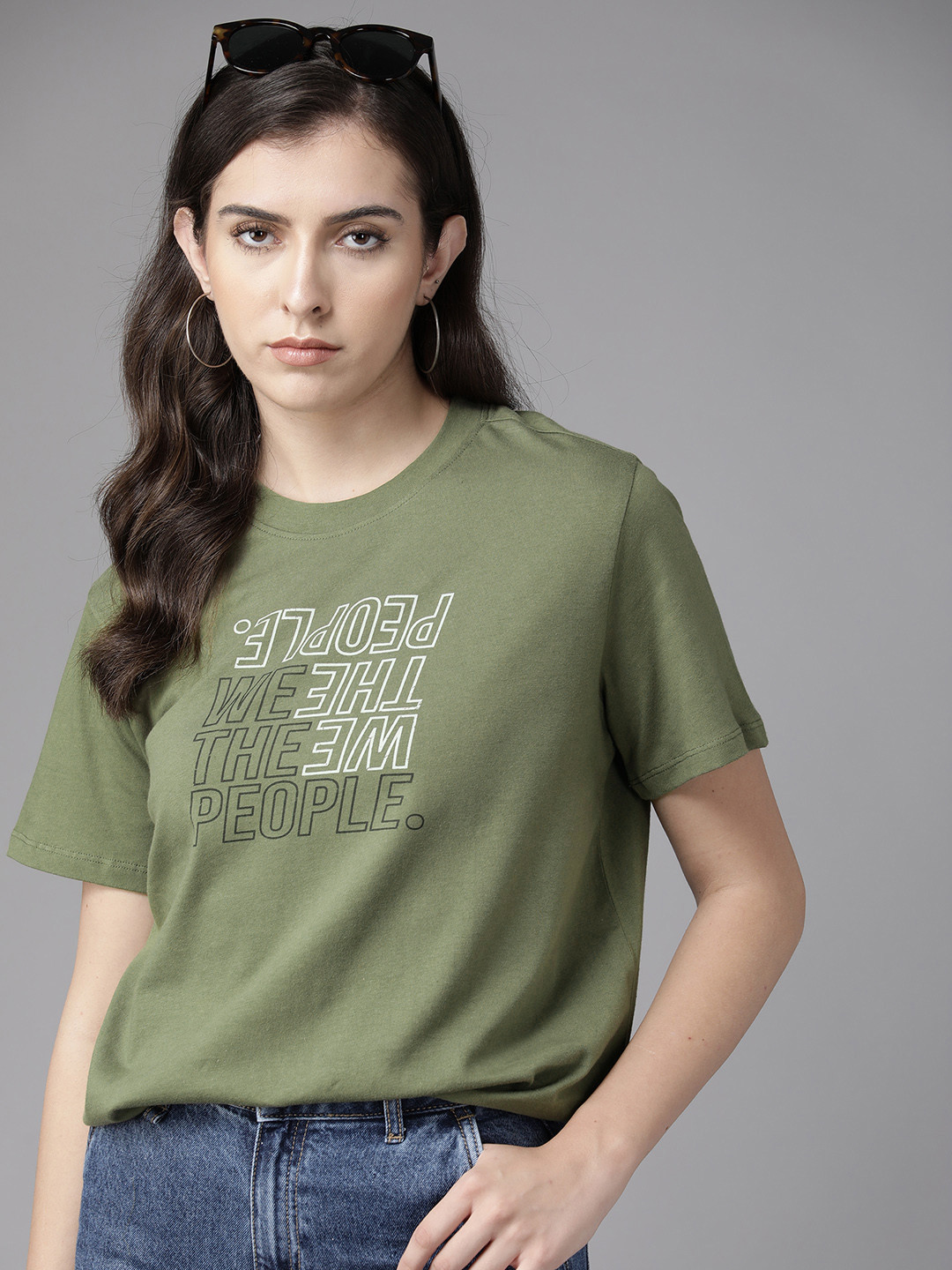 

The Roadster Lifestyle Co. Boxy Fit Typography Printed Pure Cotton T-shirt, Olive