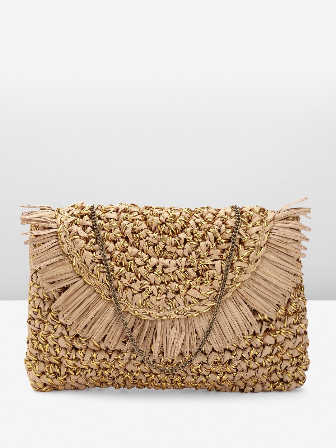 

Anouk Women Basket Weave Structured Sling Bag, Beige