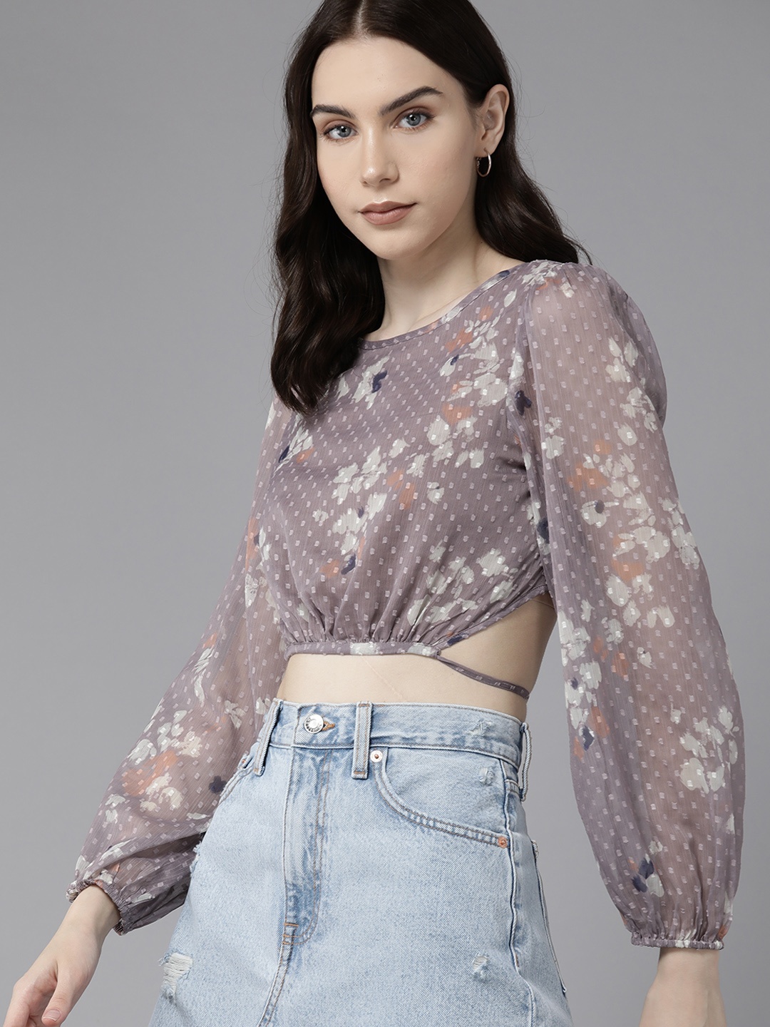 

The Roadster Lifestyle Co. Dobby Styled Back Crop Top, Mauve