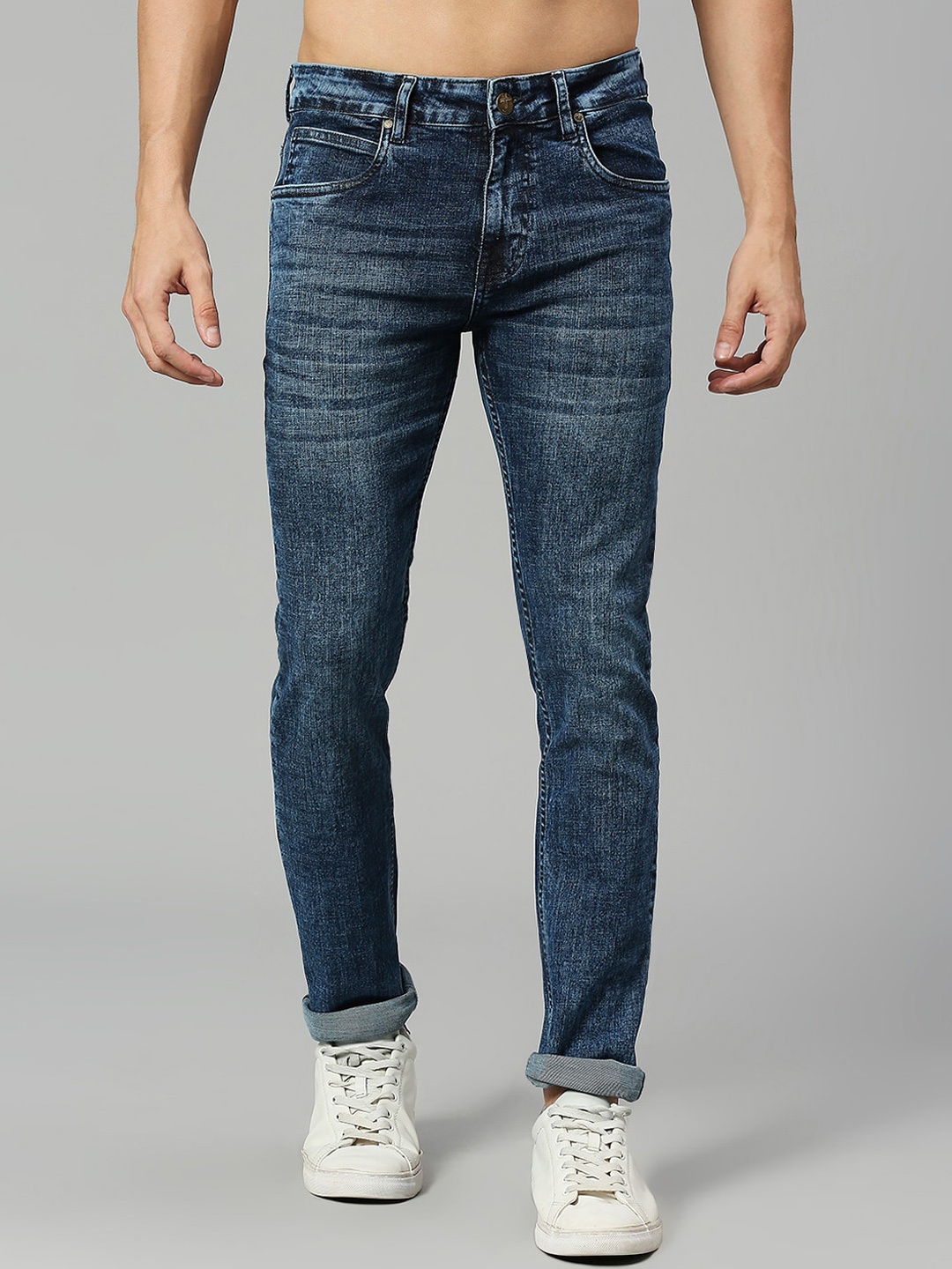 

Thomas Scott Men Smart Slim Fit Heavy Fade Stretchable Jeans, Blue