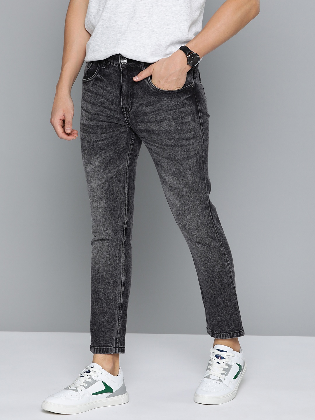 

Mast & Harbour Men Mid-Rise Stretchable Light Fade Jeans, Grey