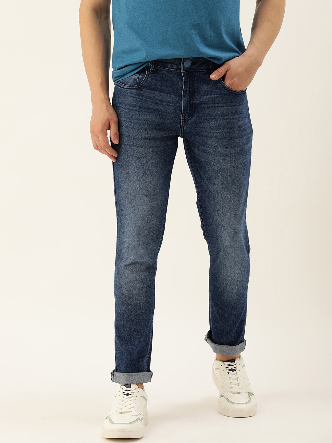 

Mast & Harbour Men Skinny Fit Light Fade Stretchable Jeans, Blue