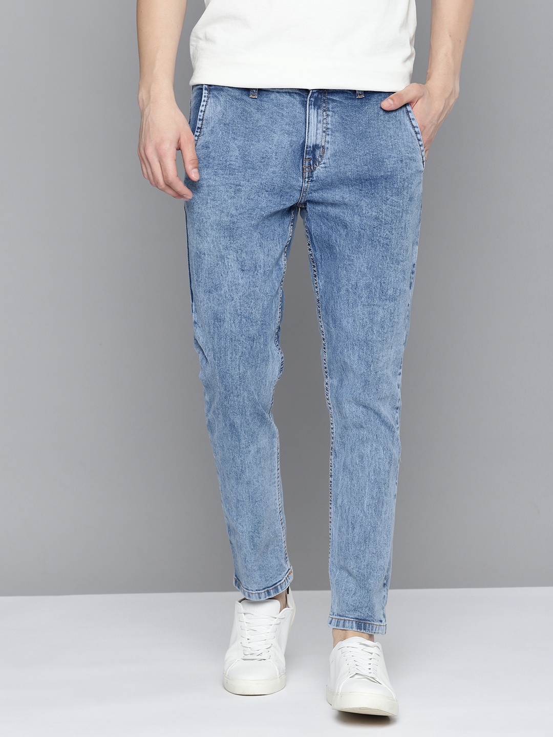 

Mast & Harbour Men Slim Fit Heavy Fade Stretchable Jeans, Blue
