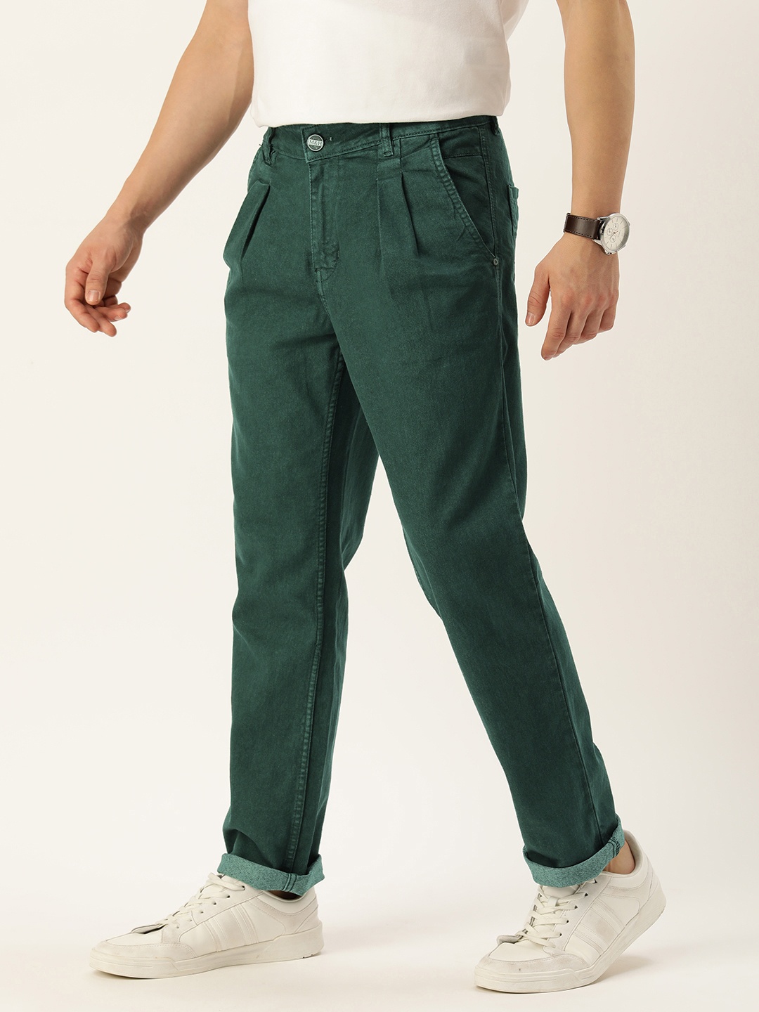 

Mast & Harbour Men Mid-Rise Slim Fit Stretchable Jeans, Green