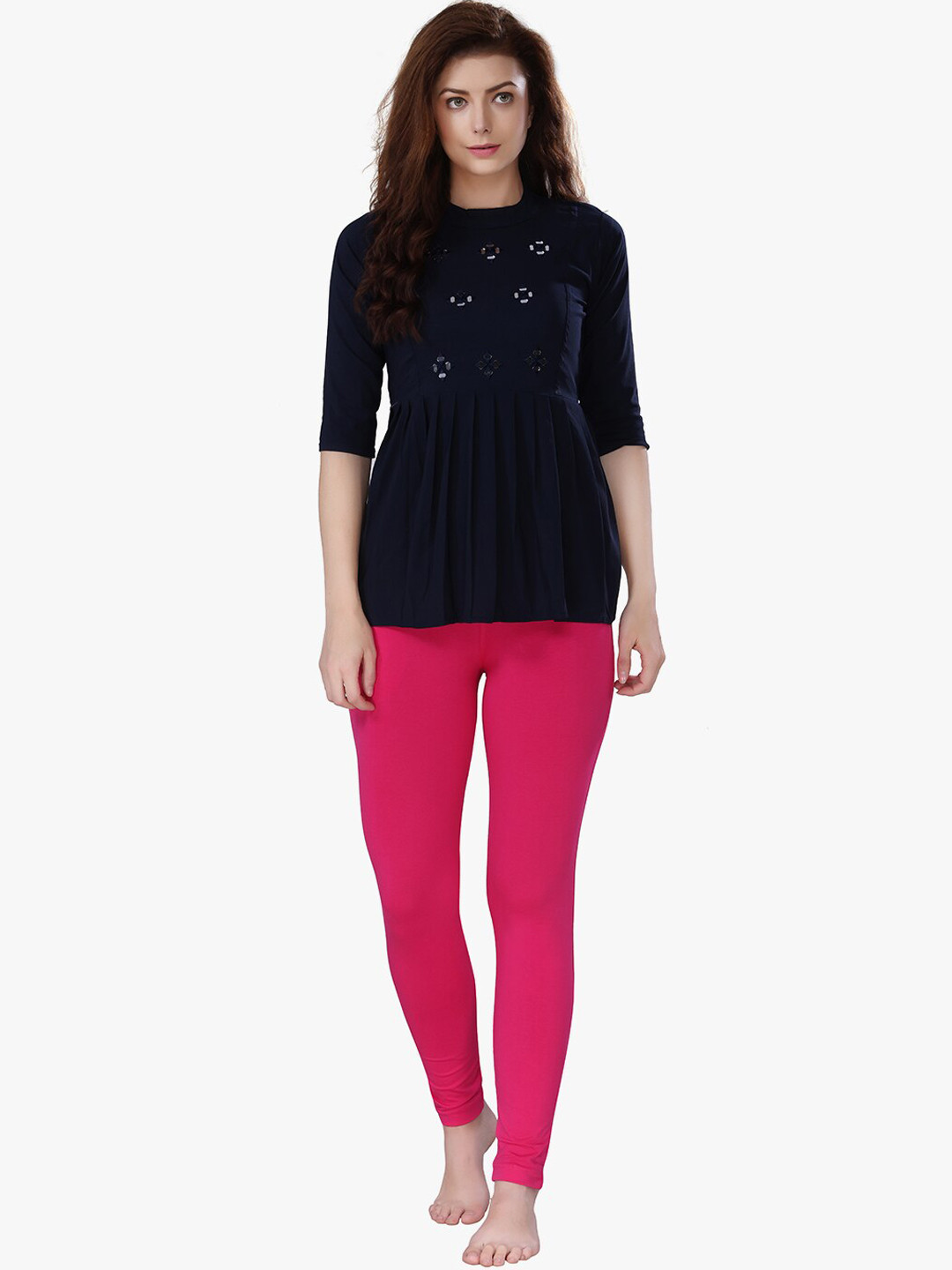 

TRASA Churidar Length Stretchable Leggings, Pink