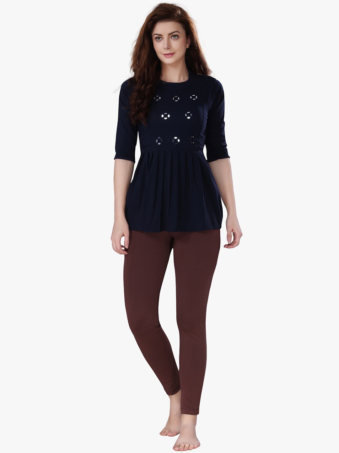 

TRASA Ankle Length Stretchable Leggings, Brown