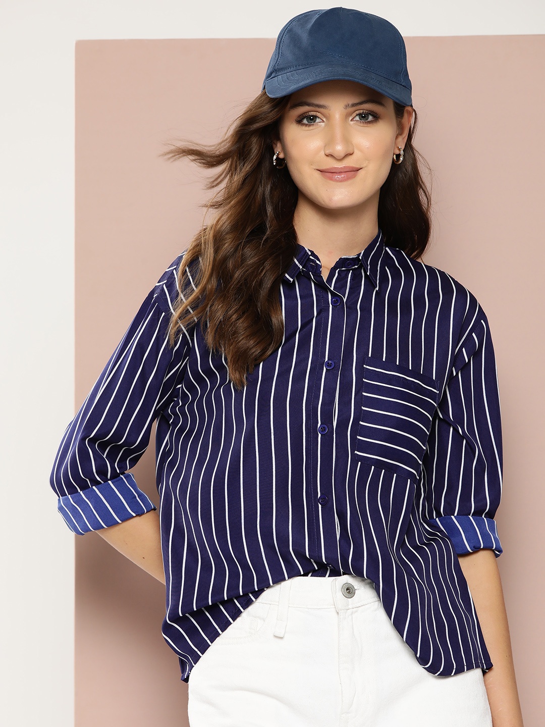 

Harvard Striped Casual Shirt, Navy blue