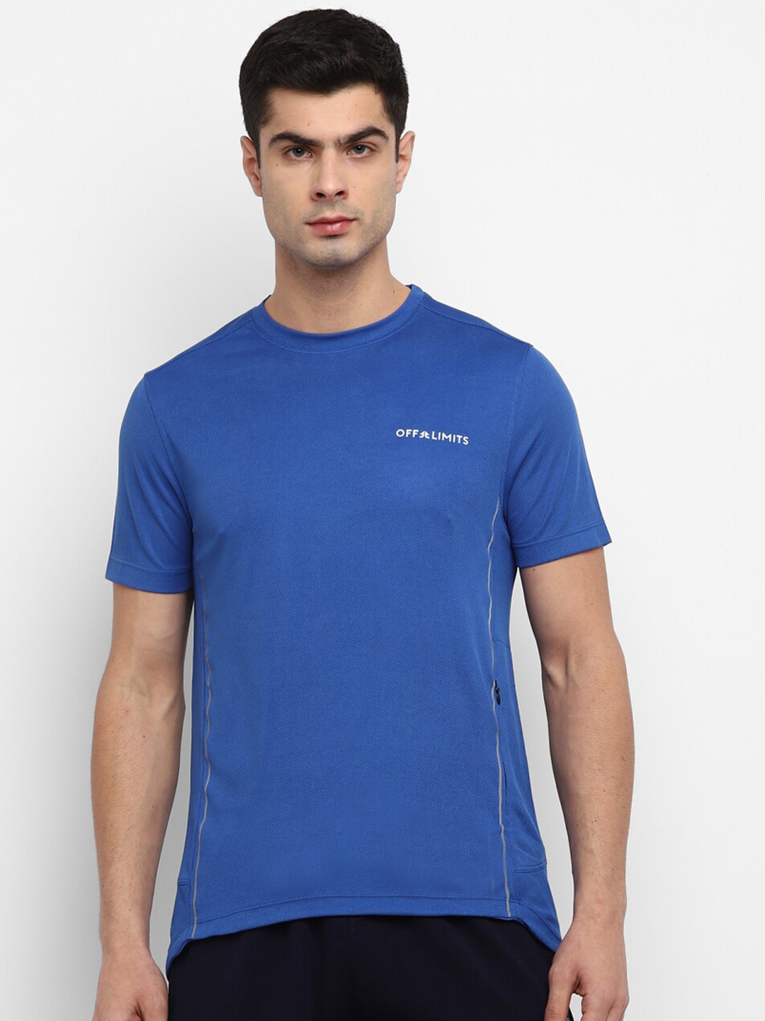 

OFF LIMITS Round Neck Rapid-Dry & Anti Microbial Cotton Sports T-shirt, Blue