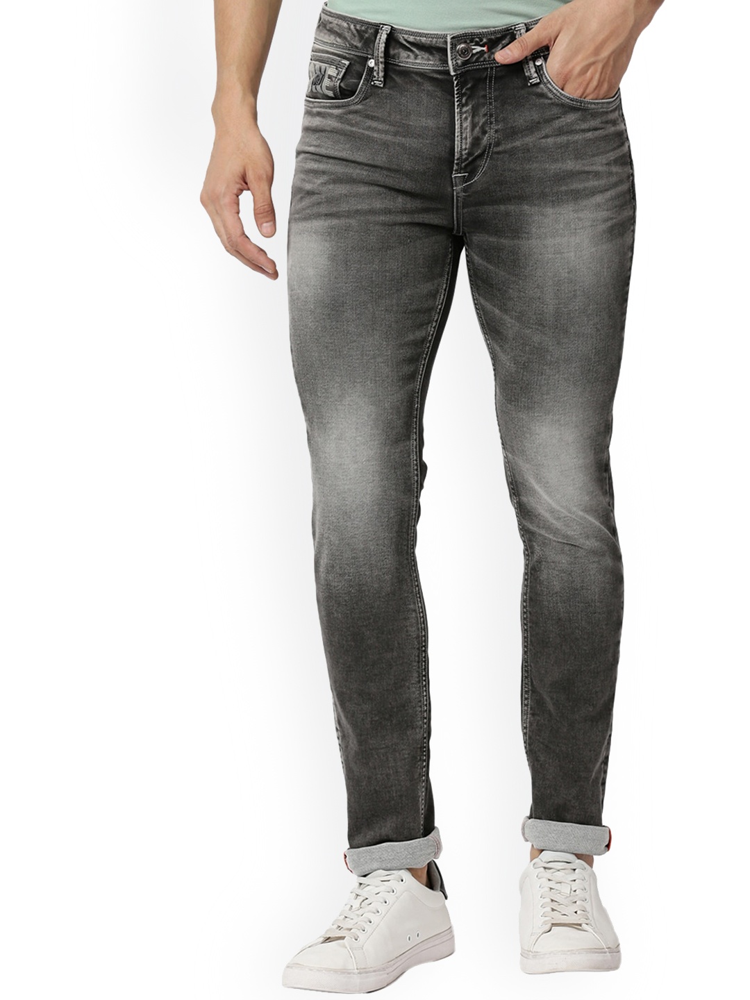 

Killer Men Straight Fit Low Distress Heavy Fade Stretchable Jeans, Grey