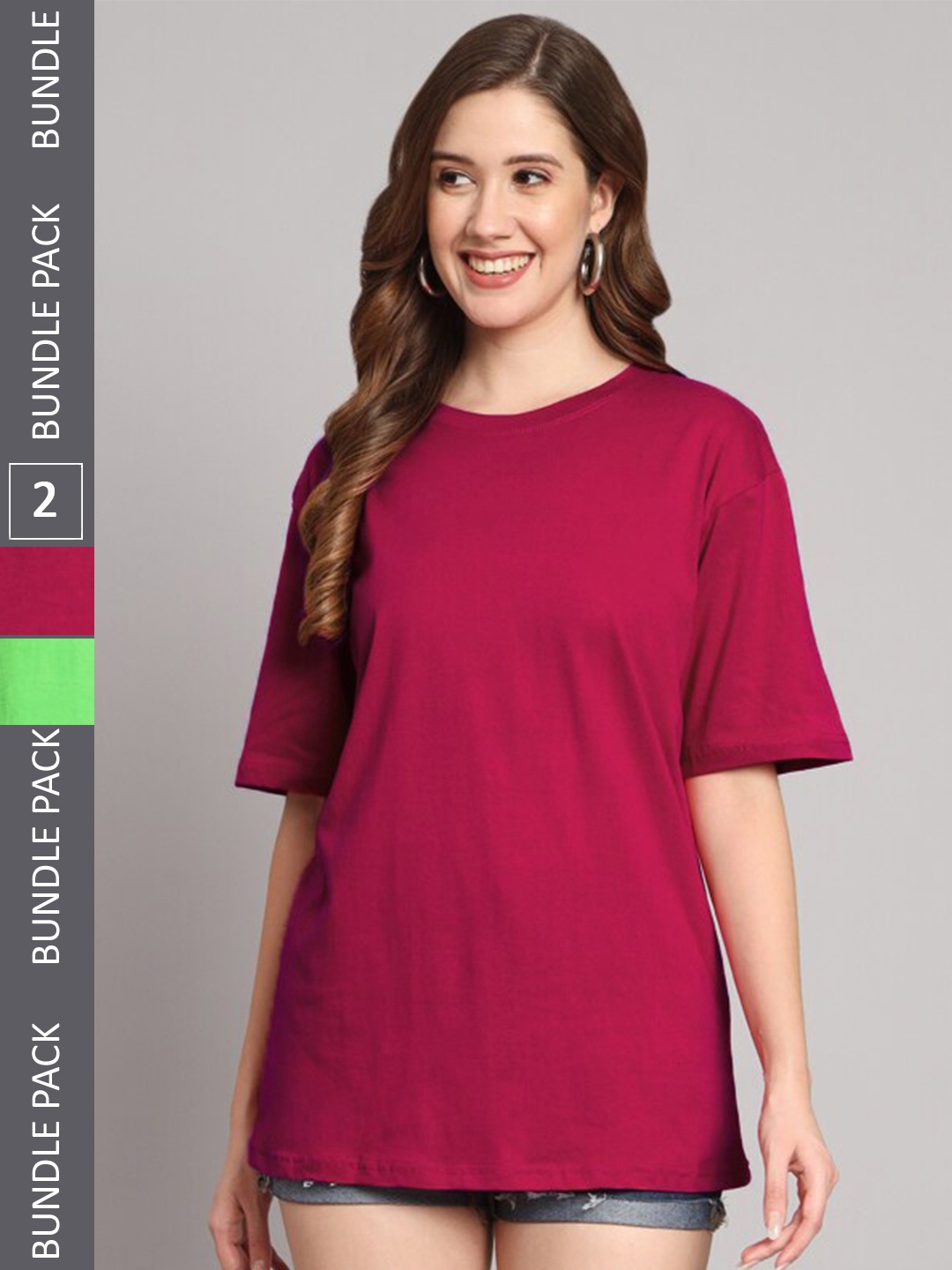 

Funday Fashion Pack Of 2 Cotton Oversized T-shirts, Red