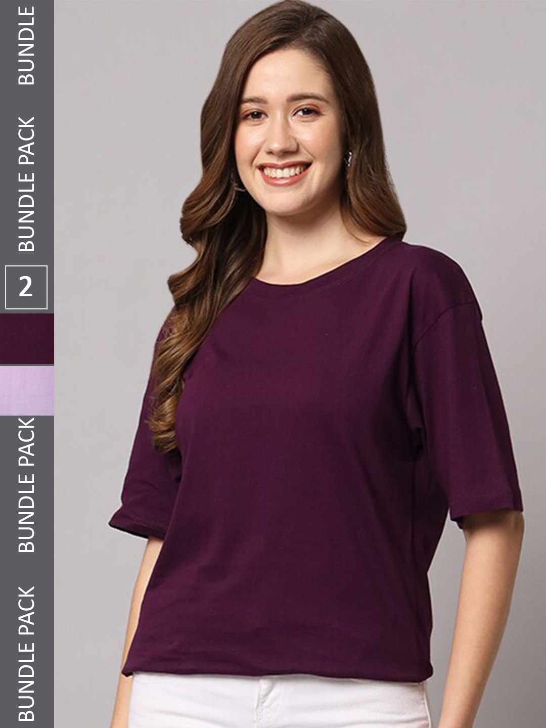 

Funday Fashion Pack Of 2 Cotton Oversized T-shirts, Burgundy