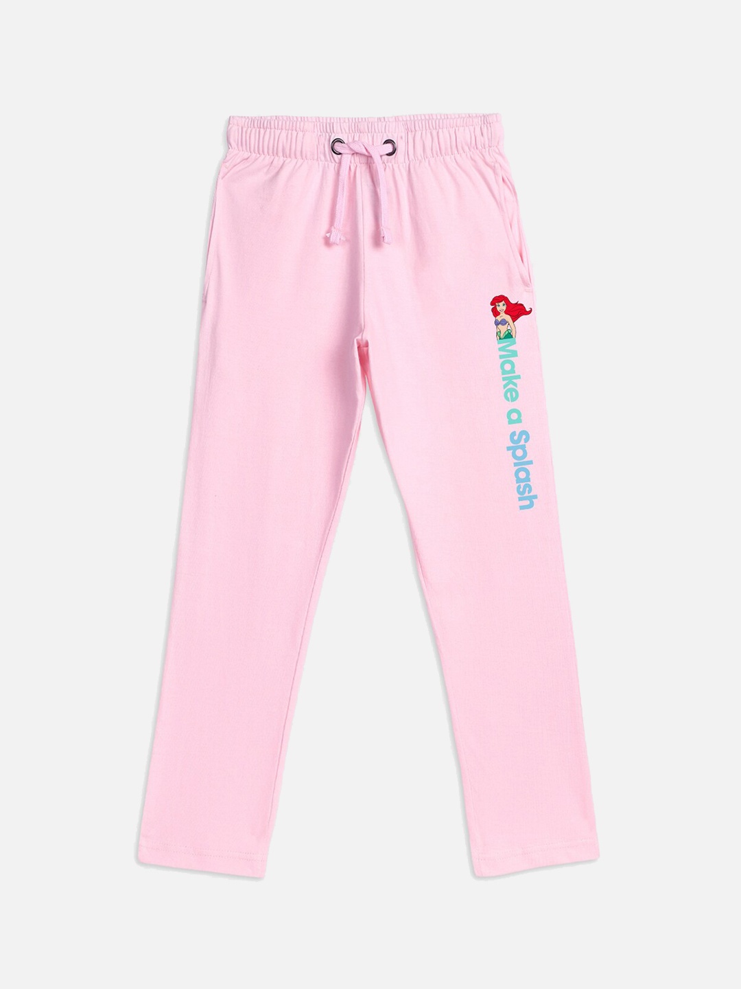 

Kids Ville Girls Disney Princess Printed Pure Cotton Lounge Pants, Pink