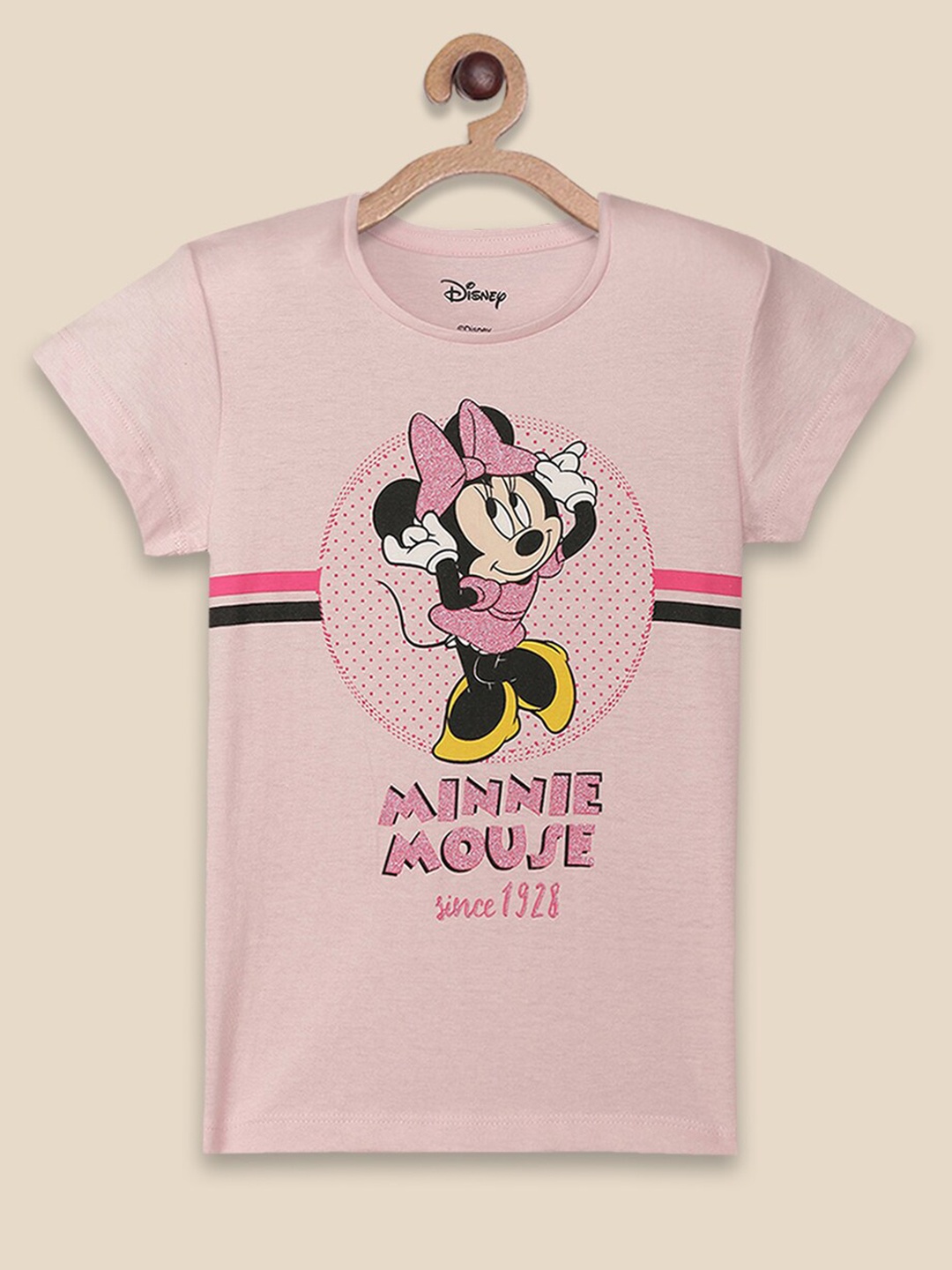 

Kids Ville Girls Mickey Printed Cotton T-Shirt, Pink