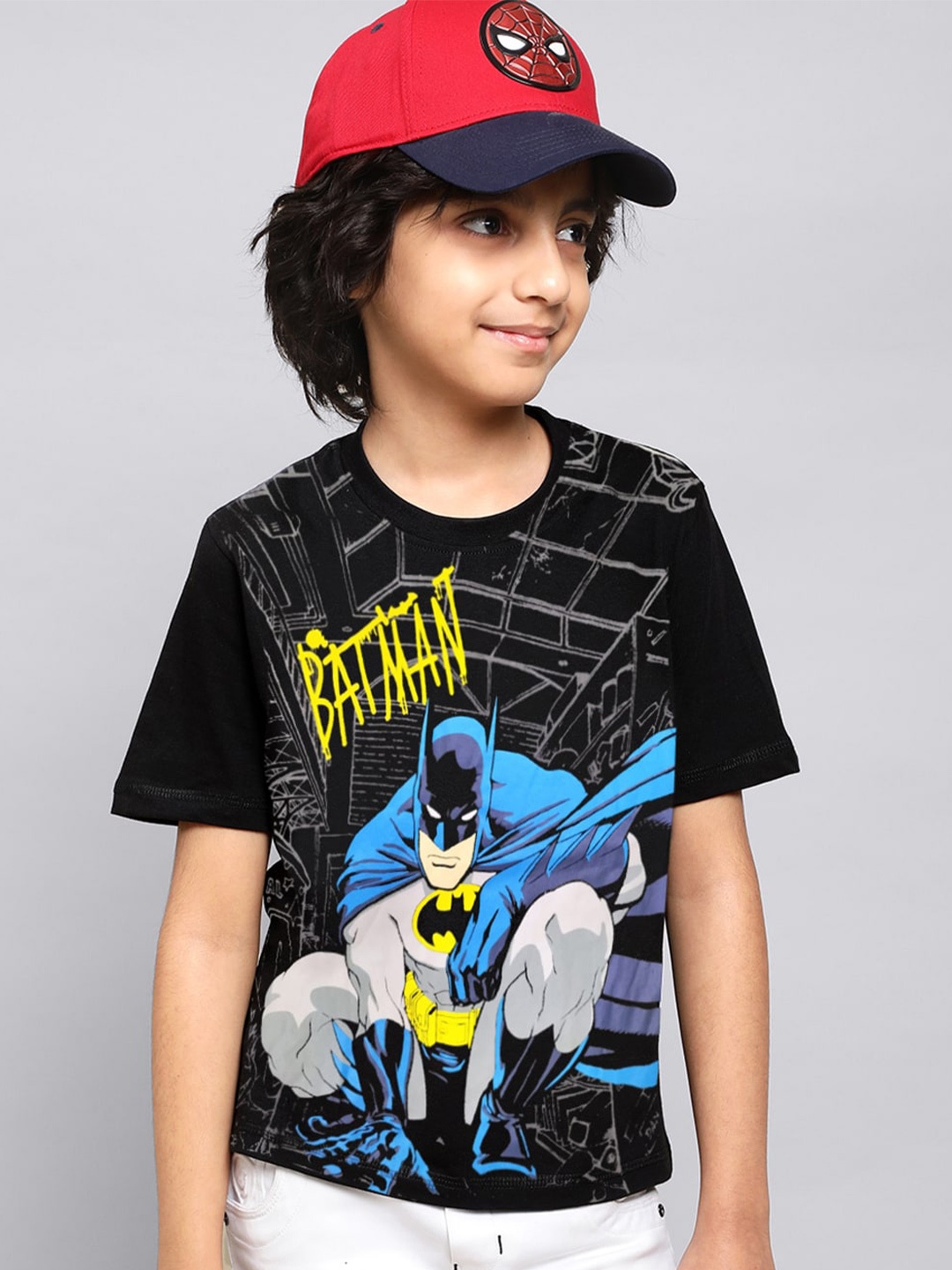 

Kids Ville Boys Batman Printed Cotton T-Shirt, Black