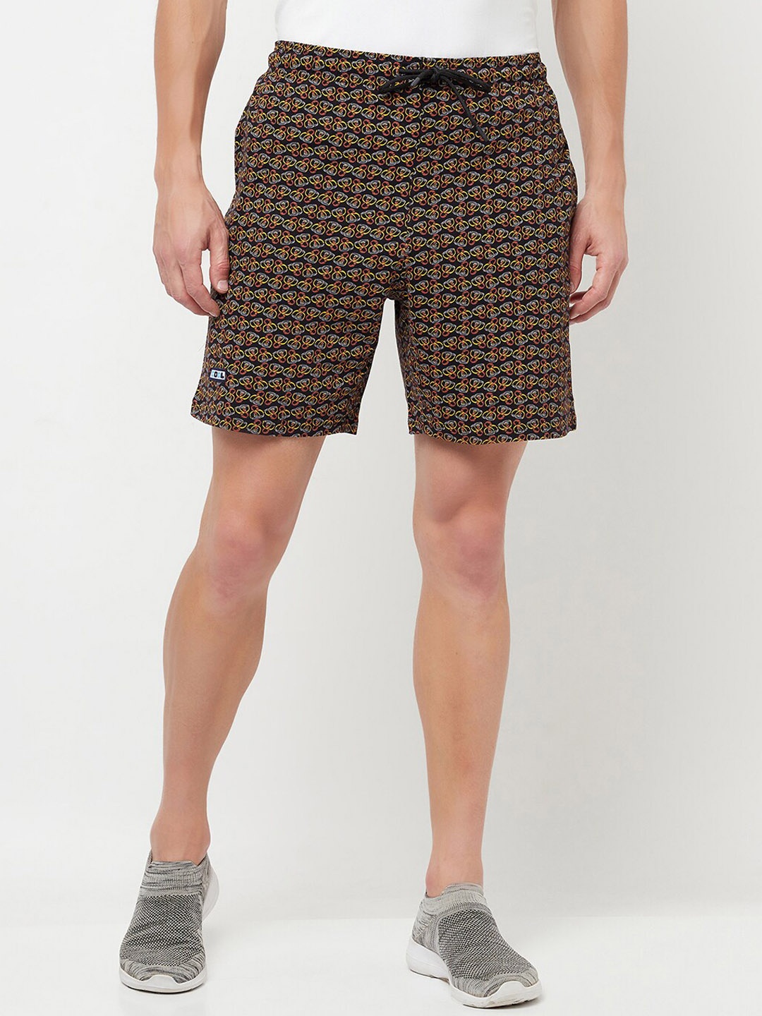 

T.T. Men Conversational Printed Cotton Shorts, Black