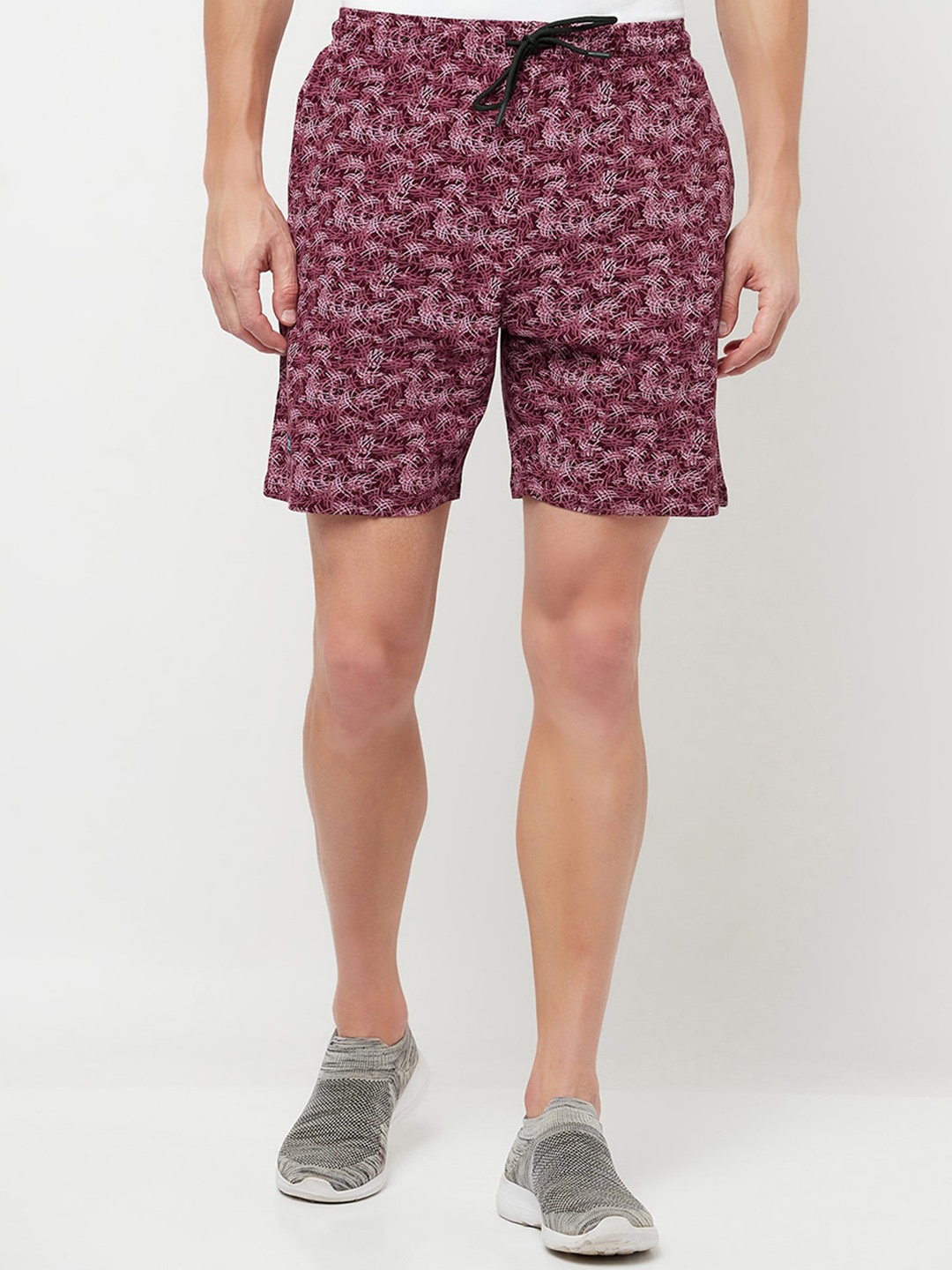 

T.T. Men Abstract Printed Cotton Sports Shorts, Pink