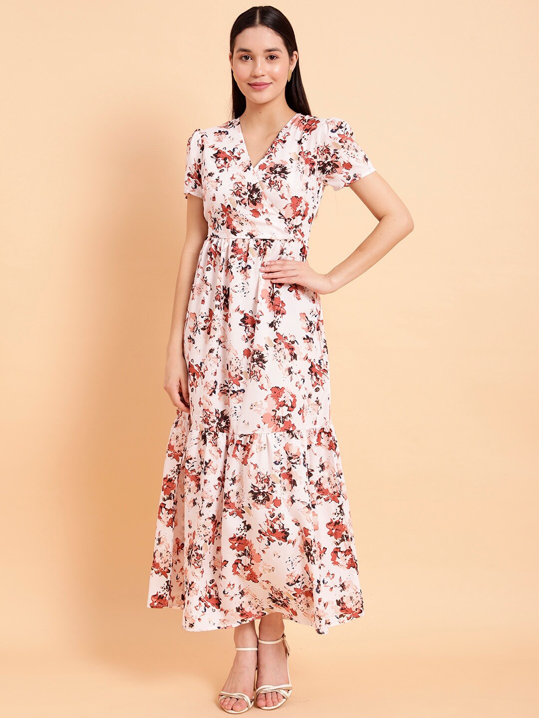 

MINT STREET Abstract Print Fit And Flare Maxi Dress, Off white
