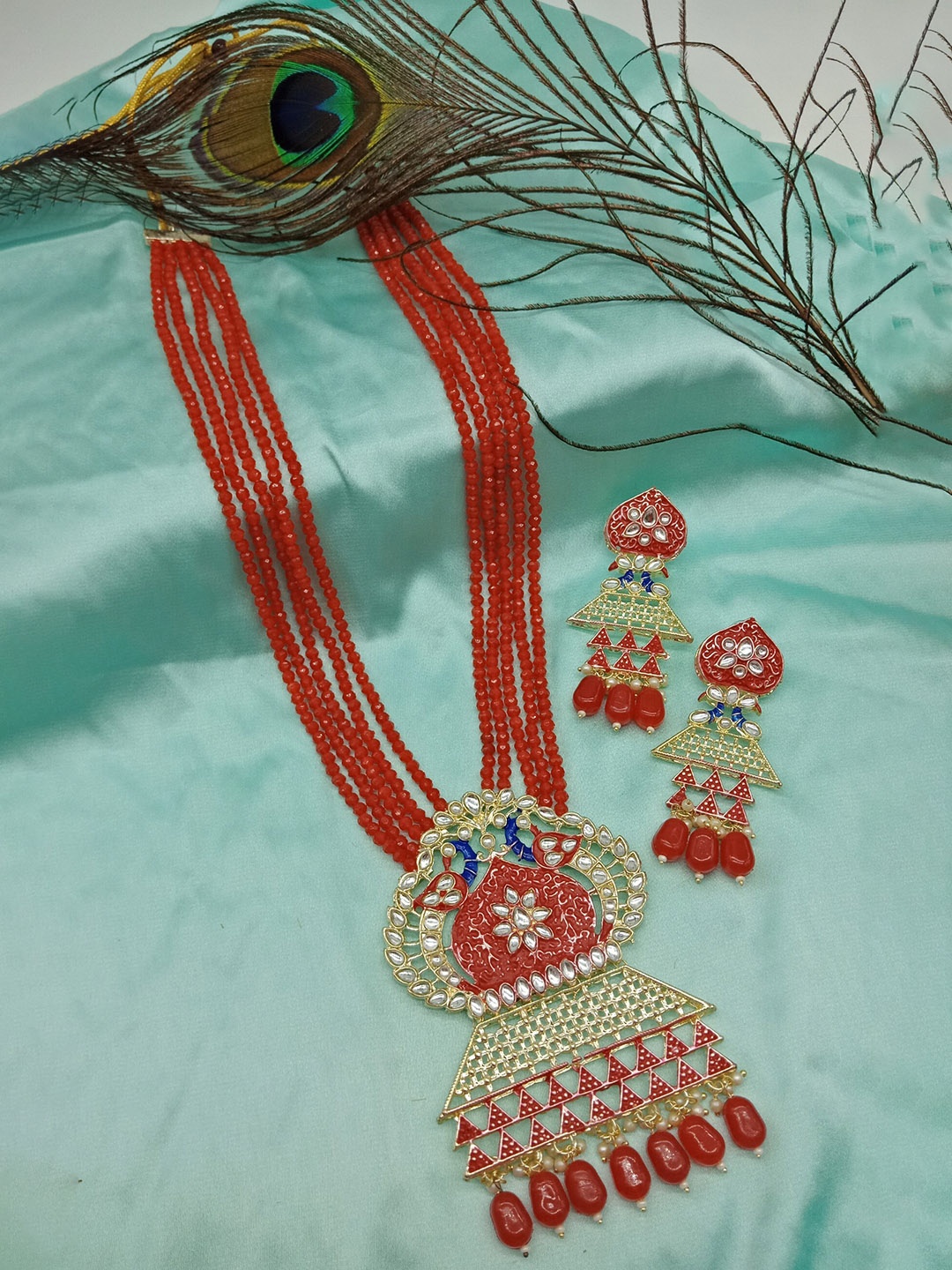

AASHISH IMITATION Gold-Plated Stone-Studded & Beaded Jewellery Set