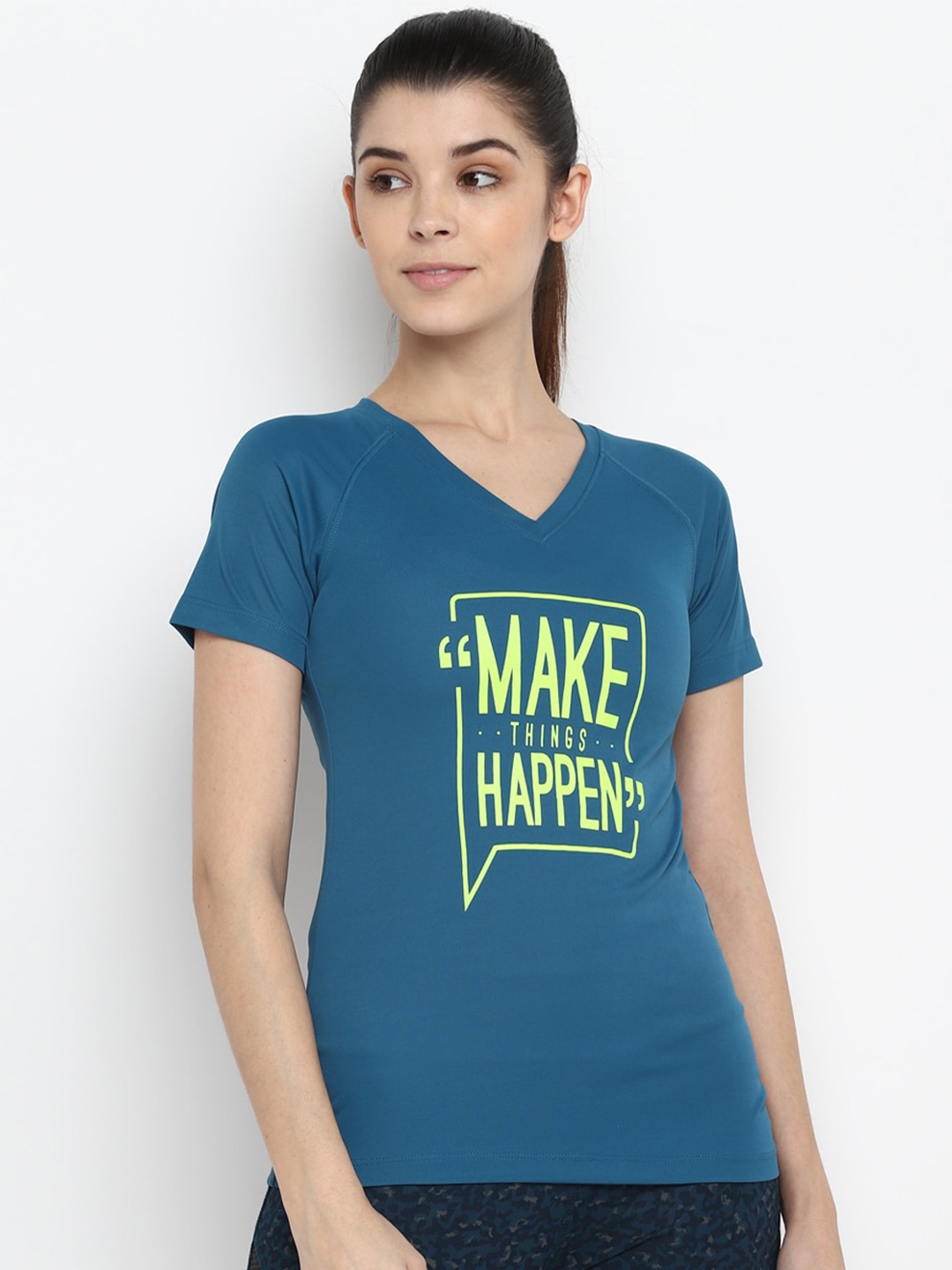 

Yuuki Typography Printed V-Neck Antimicrobial Sports T-shirt, Blue