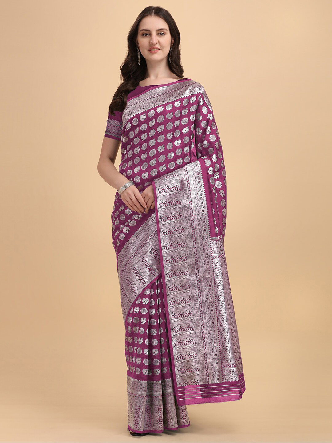 

Kasak Ethnic Woven Design Zari Pure Silk Banarasi Saree, Purple