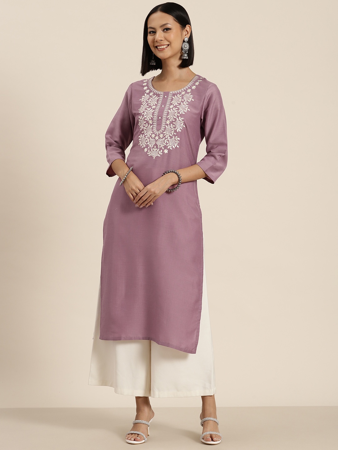 

HERE&NOW Floral Yoke Design Kurta, Mauve