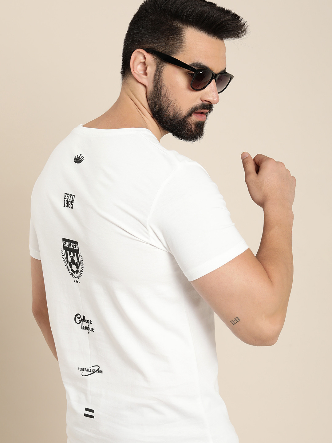

Moda Rapido Sports Printed Pure Cotton T-shirt, White